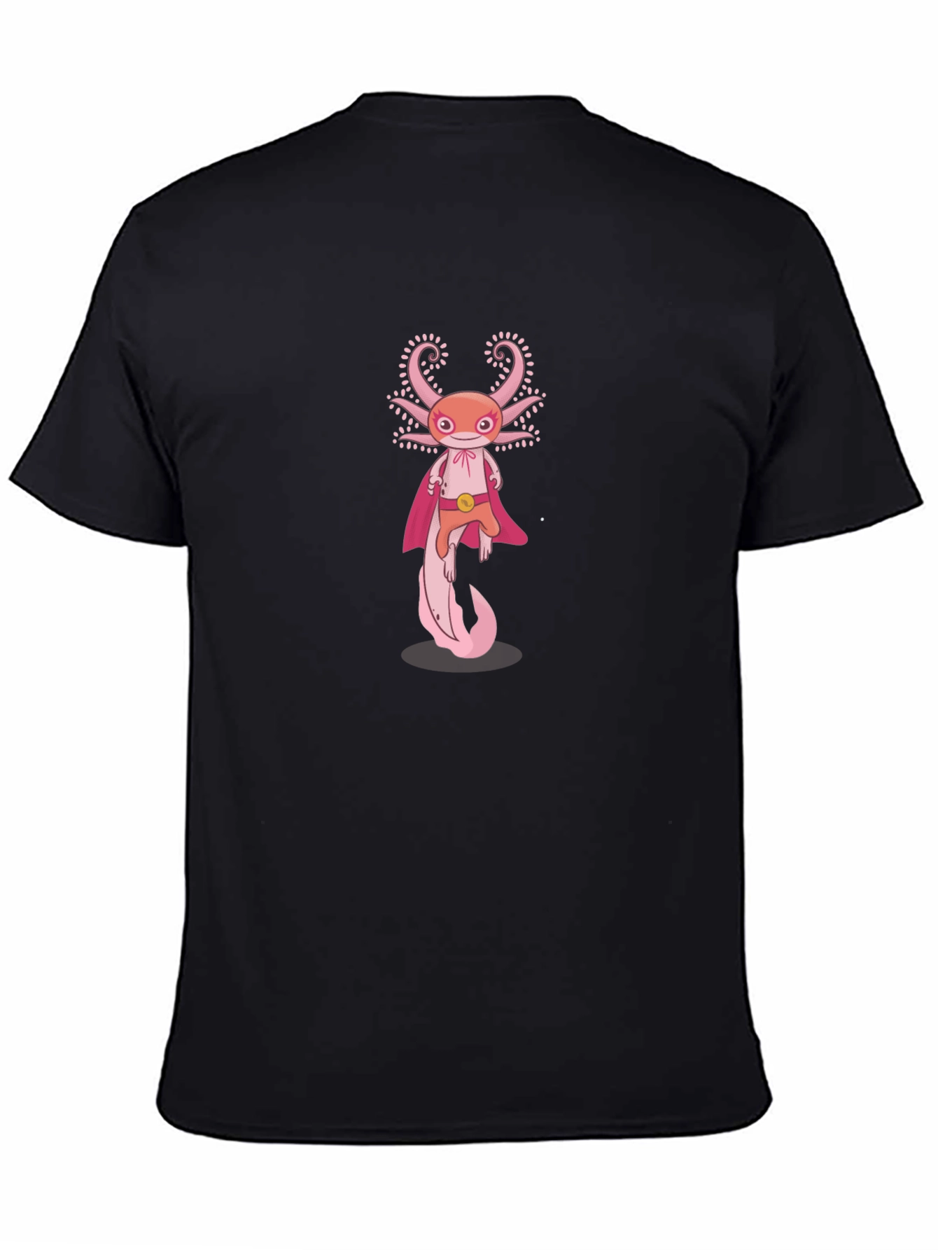 Black Axolotl Superhero Graphic Tee - Black Cotton T-Shirt view 4