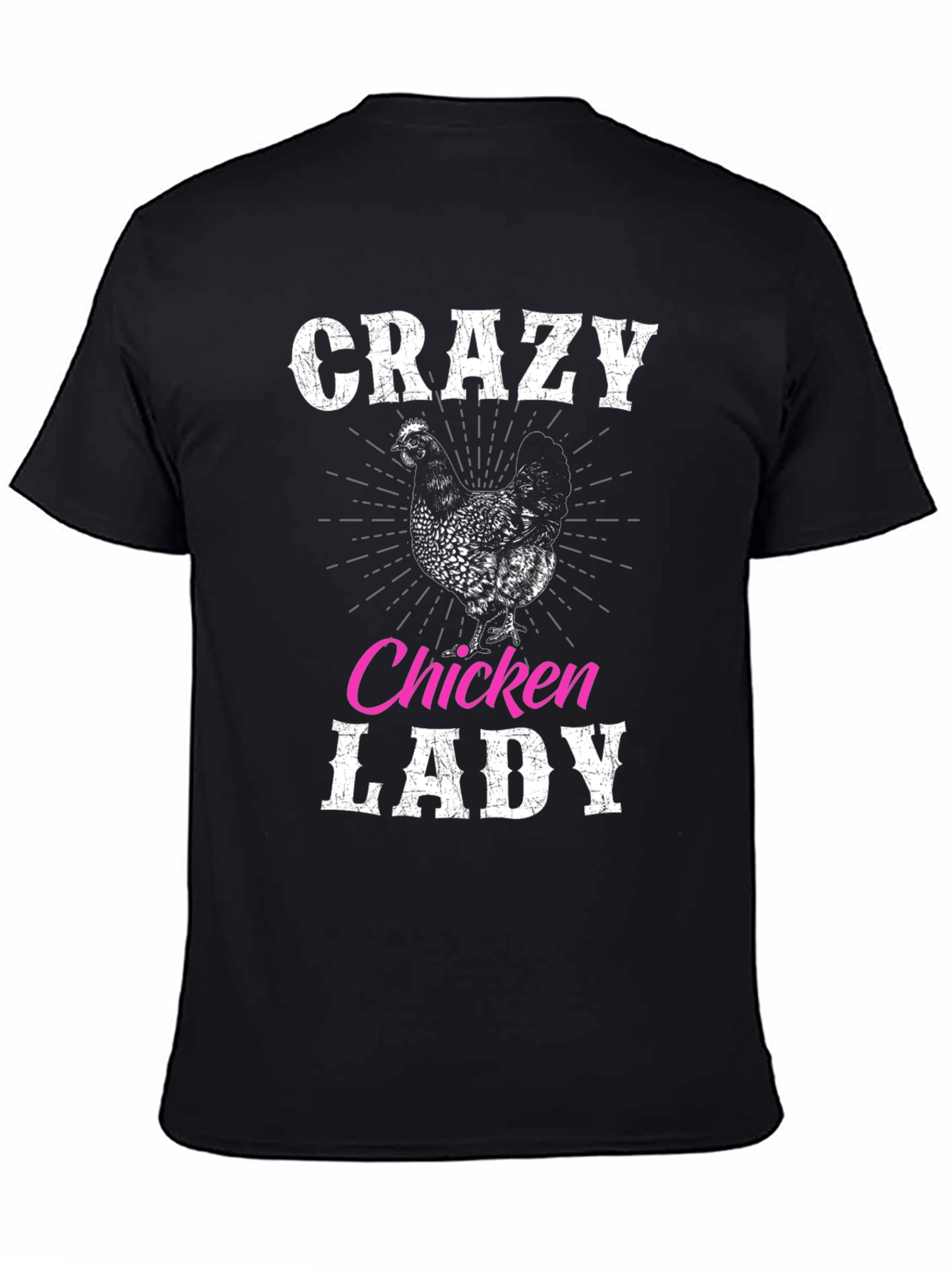 Black Crazy Chicken Lady Graphic T-Shirt view 4