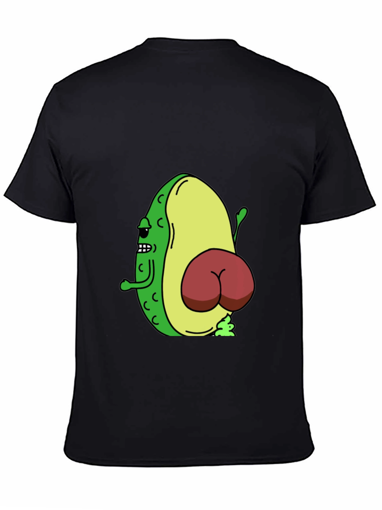 Black Funny Avocado Butt T-Shirt - Black view 4