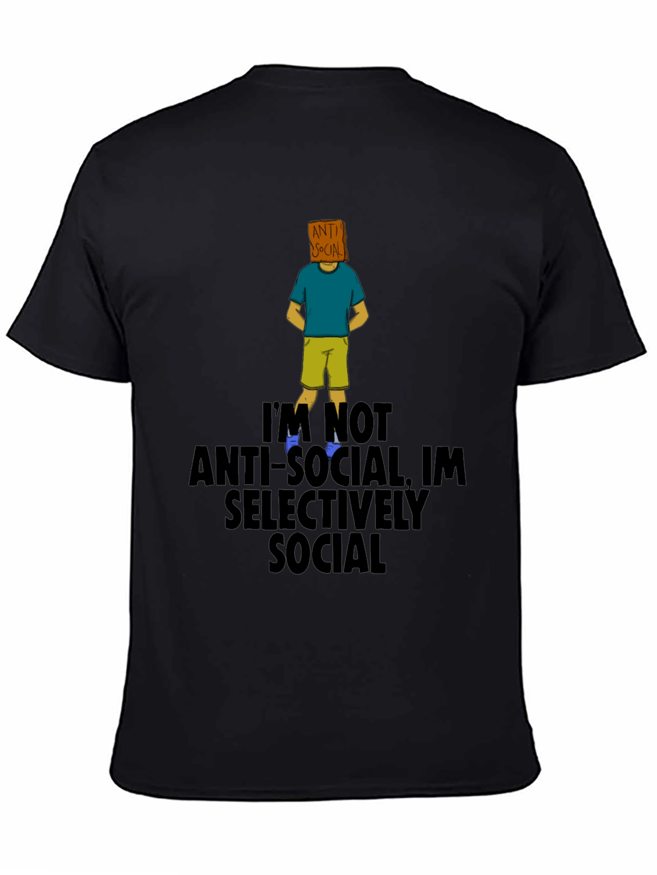 Black Anti-Social Selectively Social T-Shirt view 4