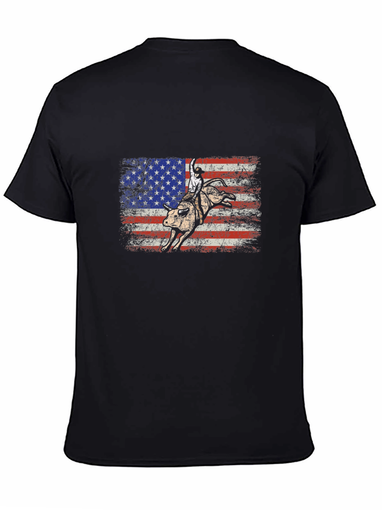 American Flag Bull Rider Graphic T-Shirt - 4