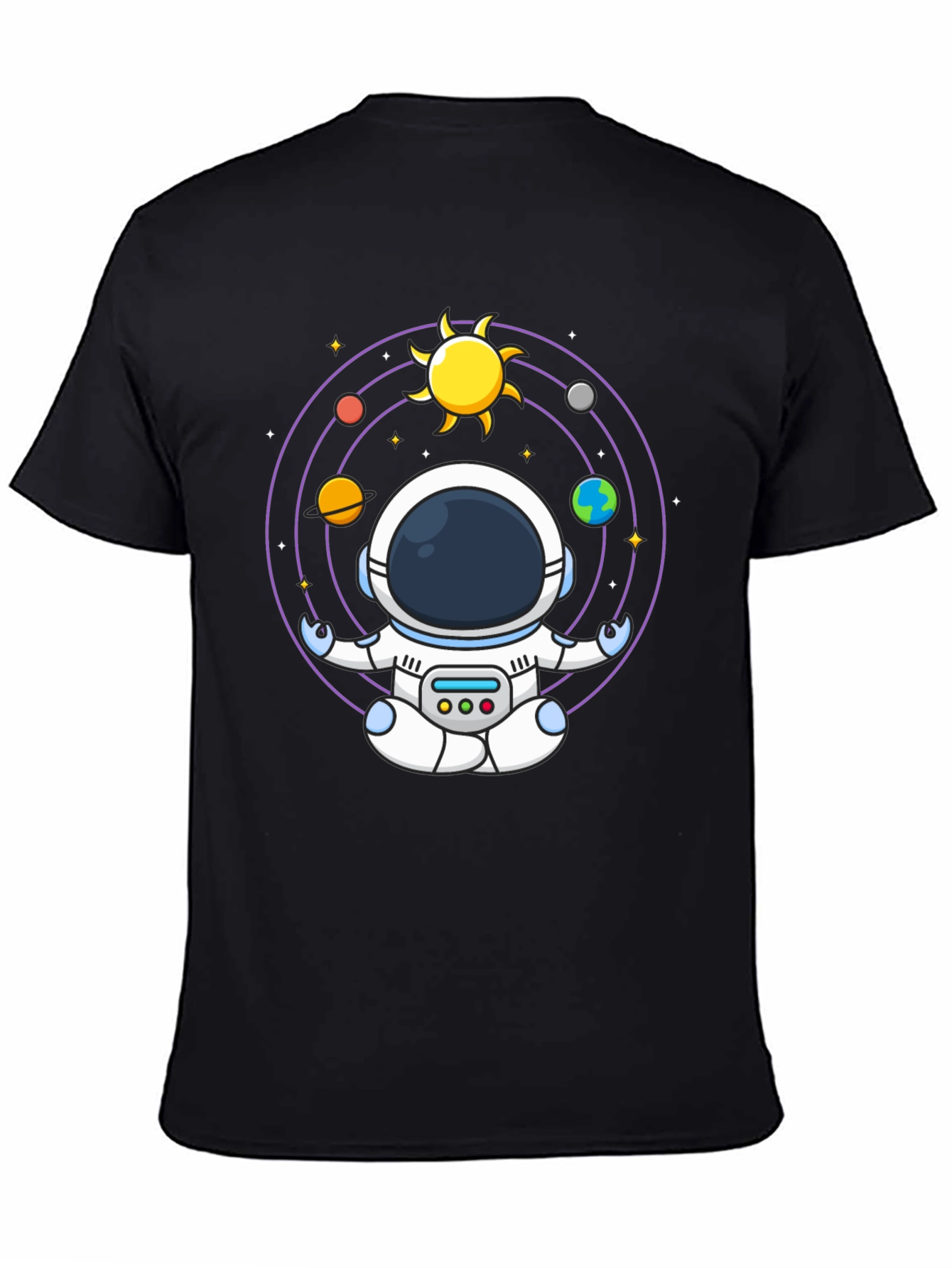 Black Astronaut Meditation T-Shirt - Black Cotton Blend view 4