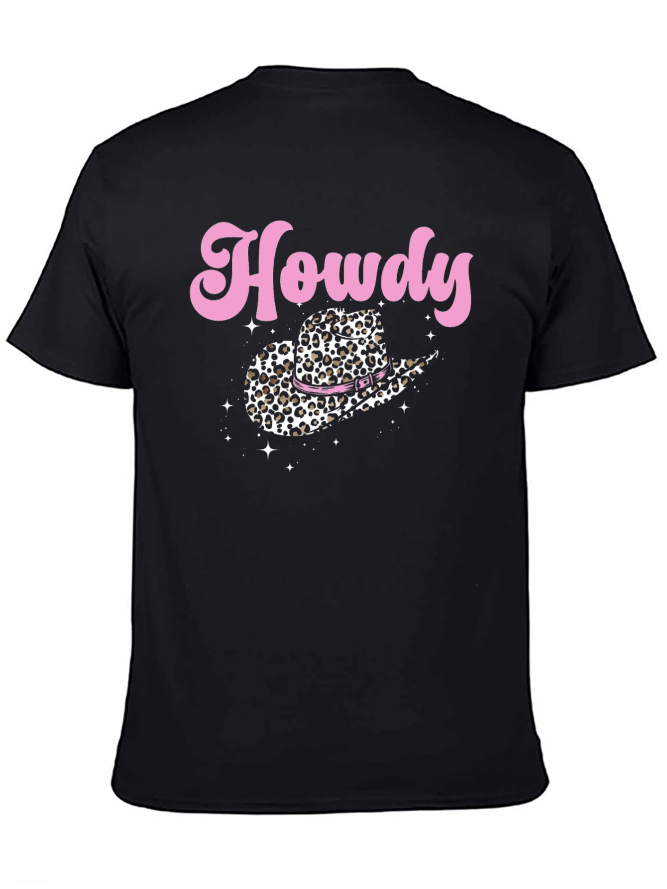 Black Howdy Leopard Cowboy Hat Graphic Tee view 4