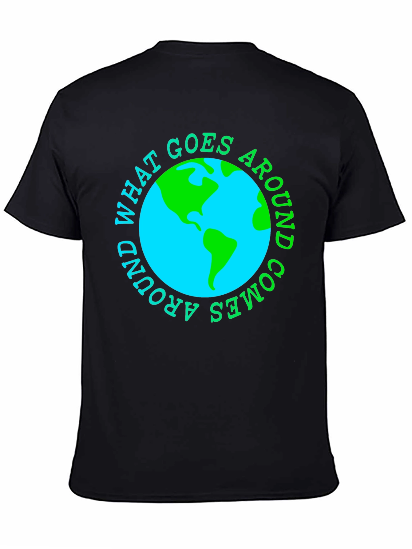 Black What Goes Around Comes Around Earth T-Shirt view 4