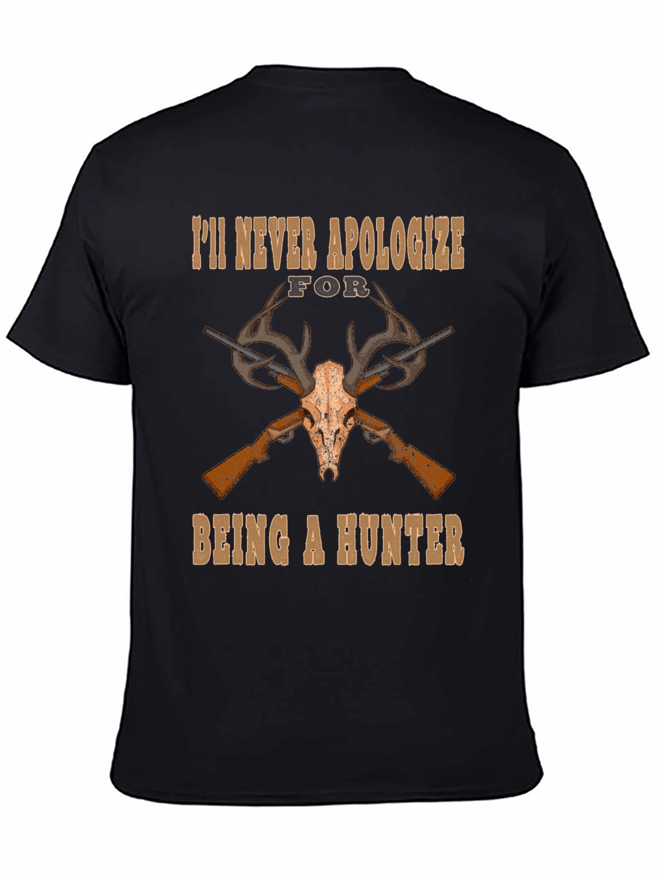 Black Hunter's Pride T-Shirt - Skull & Guns Design view 4
