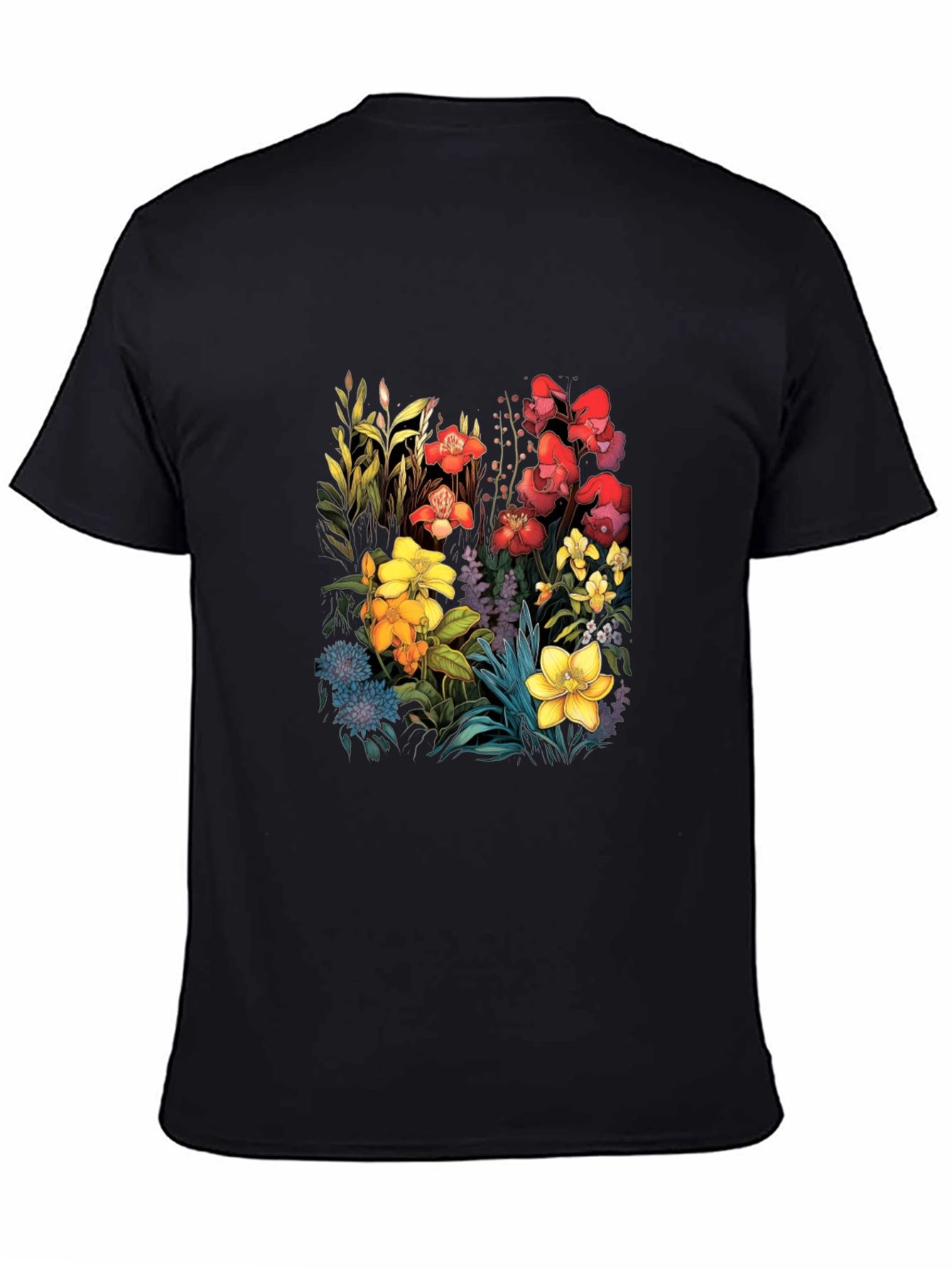 Black Floral Print Black T-Shirt view 4