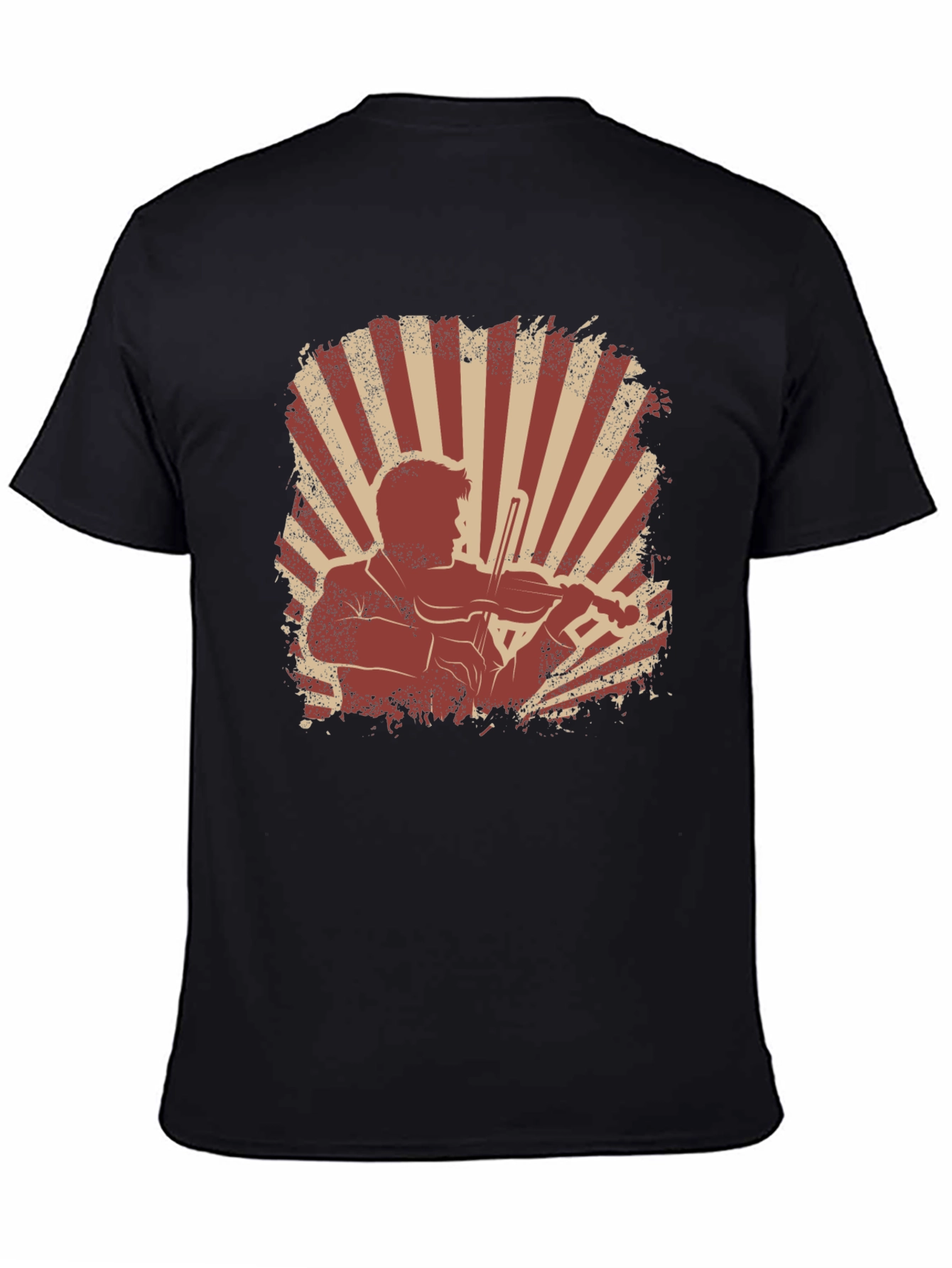 Black Violinist Graphic T-Shirt - Vintage Style view 4