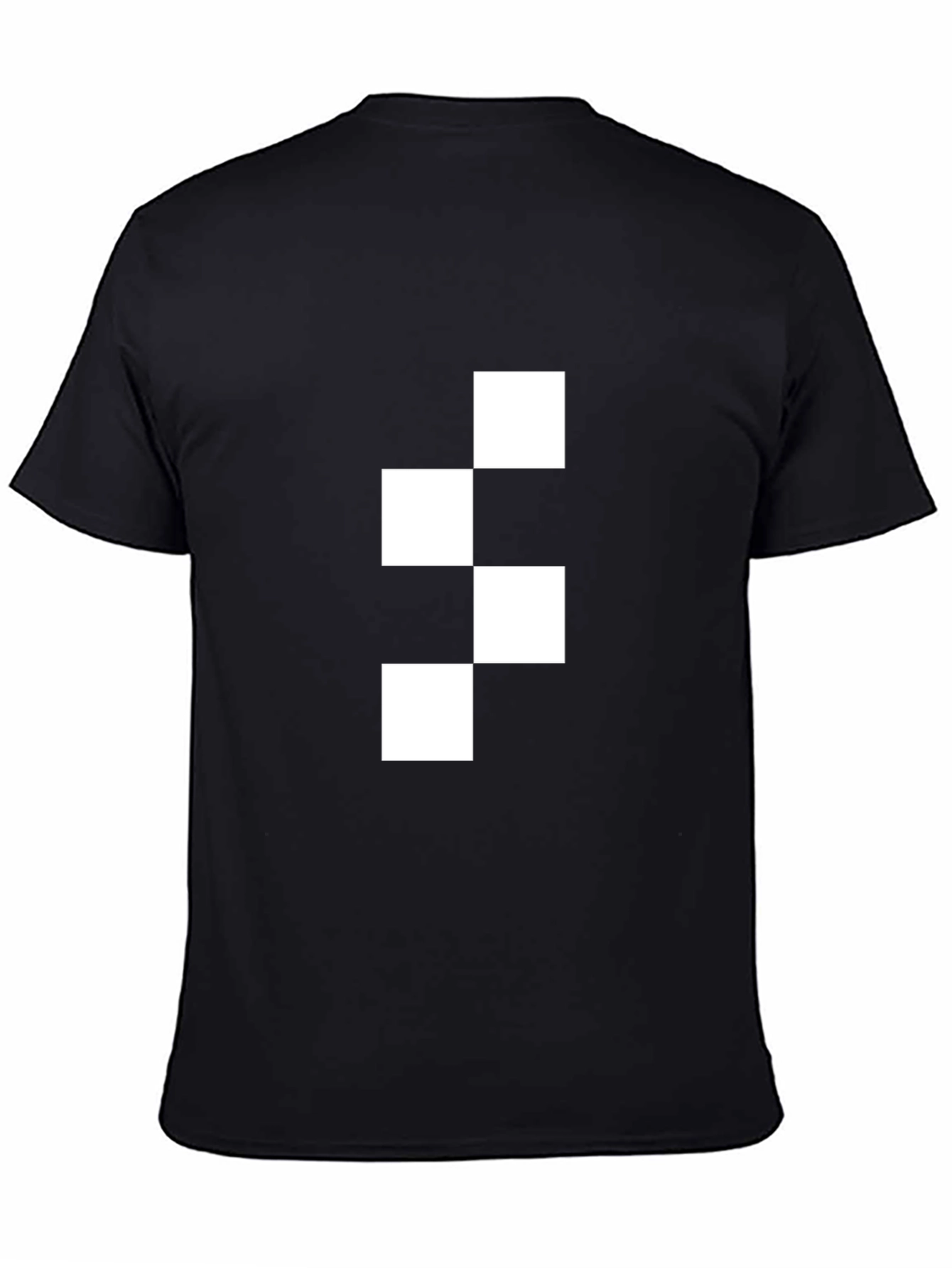 Black Modern Checkered Block Graphic Tee - Black view 4