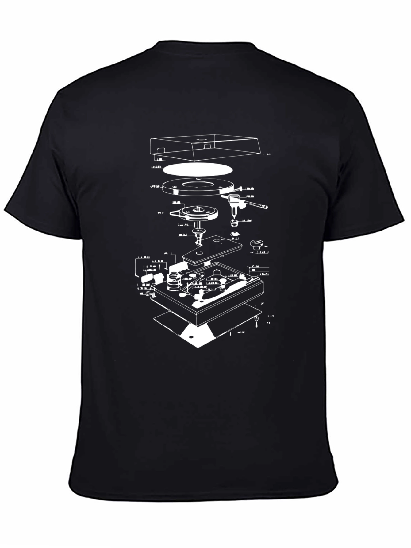 Black Black Turntable Schematic T-Shirt view 4