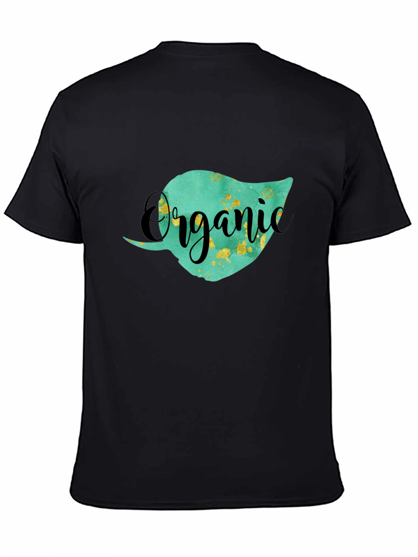 Black Organic Leaf Graphic T-Shirt - Unisex Black Tee view 4