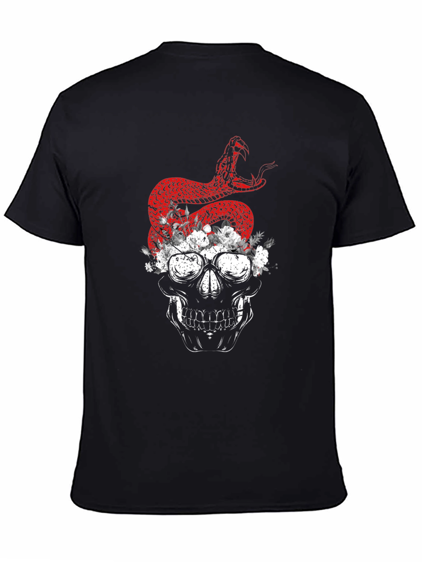 Black Skull & Snake Graphic Tee - Dark Humor Fashion view 4