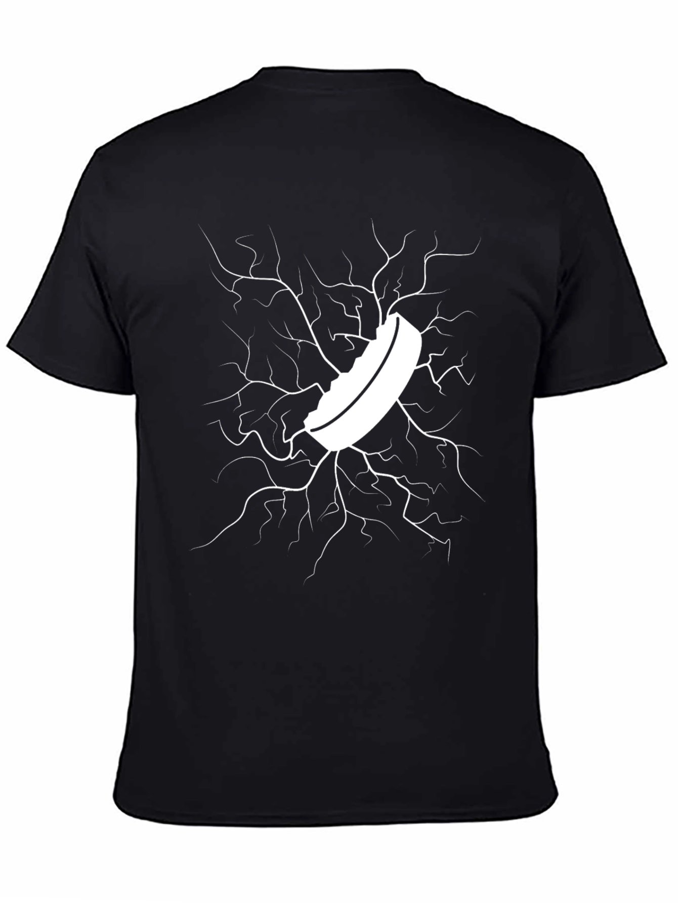 Black Cracked Ice Hockey Puck Graphic Tee - Black view 4