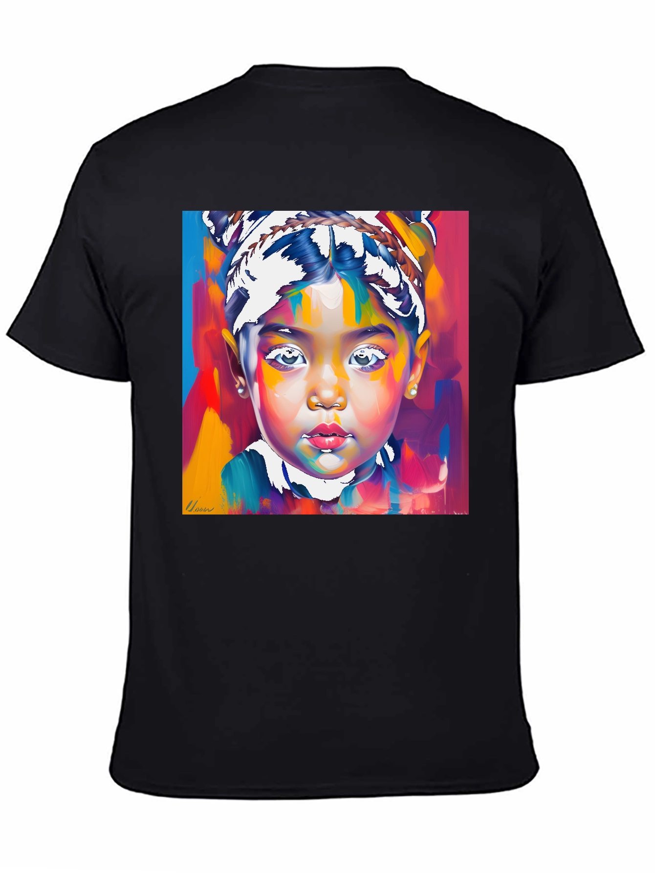 Black Artistic Child Portrait Graphic Tee - Bold & Unique view 4