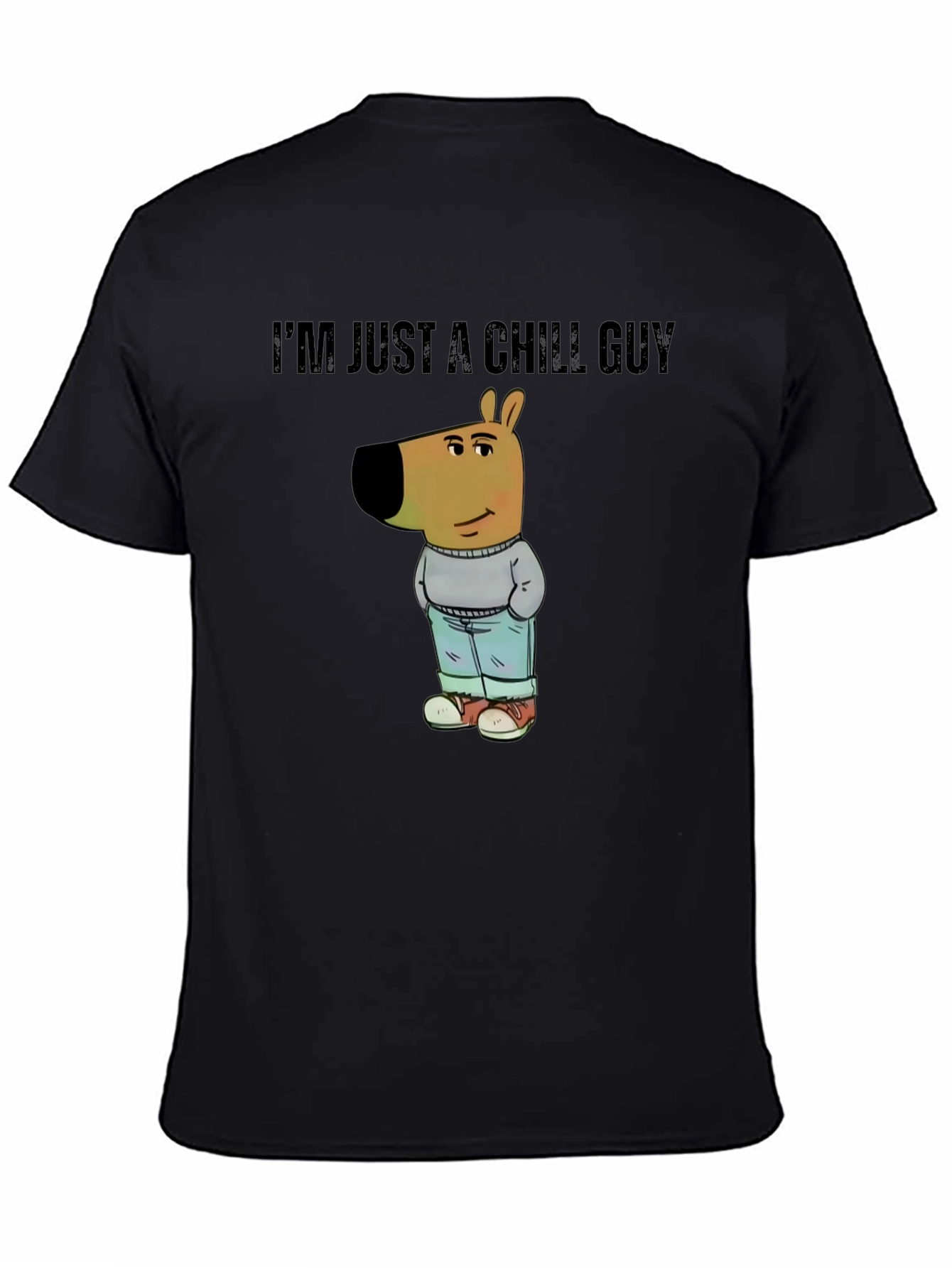 Black Chill Guy Cartoon Dog T-Shirt view 4