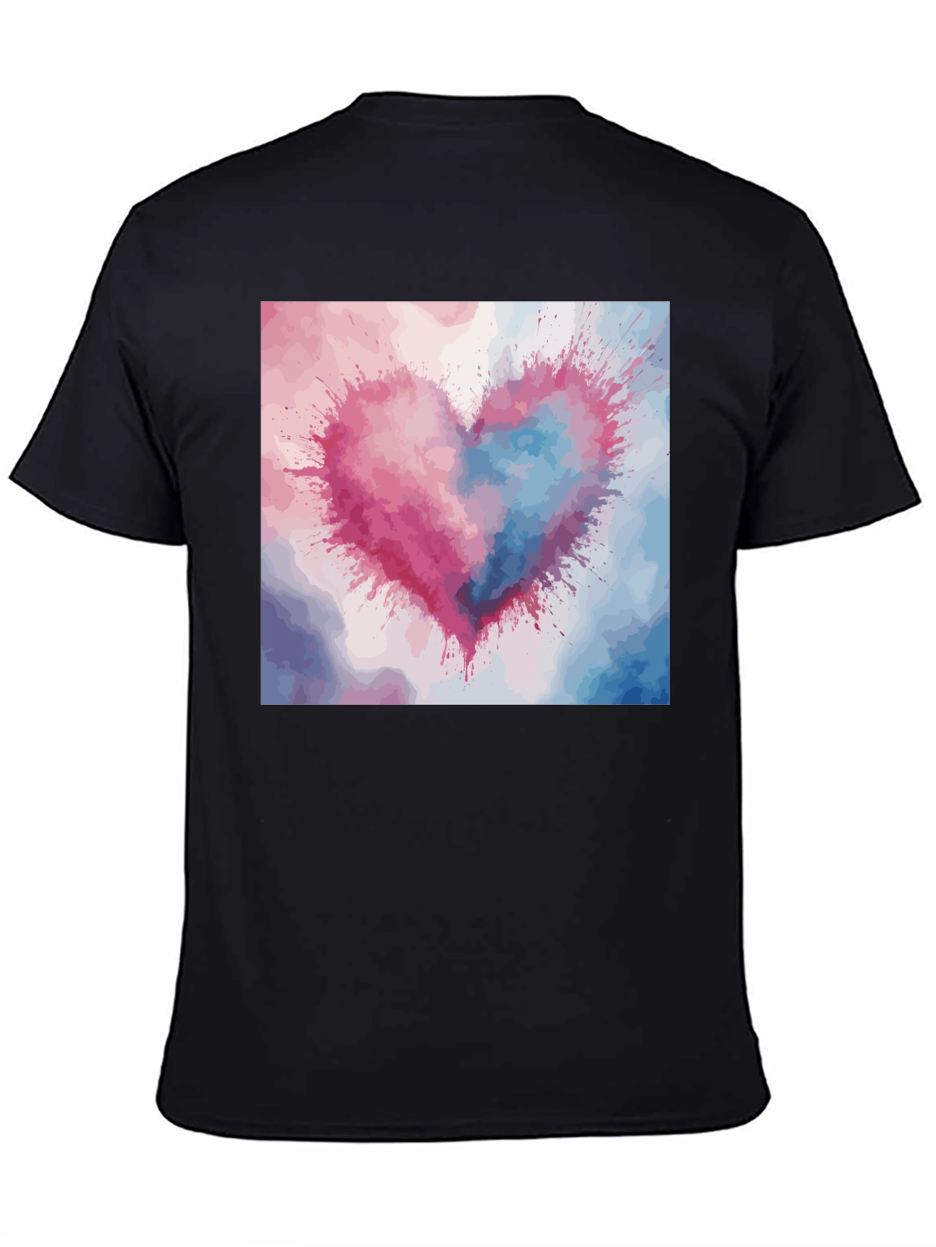 Black Watercolor Heart Graphic Tee view 4