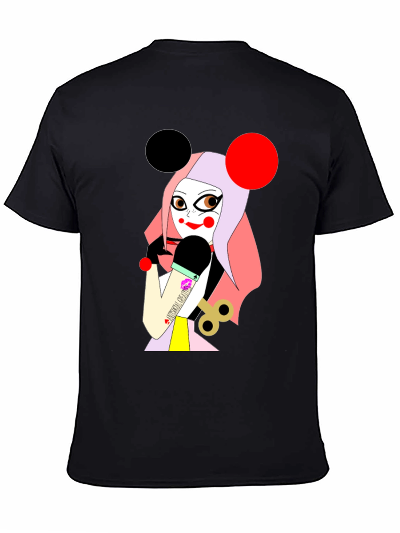 Black Unique Graphic T-Shirt: Cartoon Character view 4
