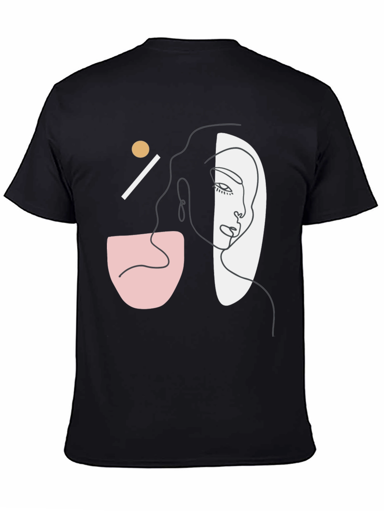 Black Abstract Face Graphic Tee - Modern Art Style view 4