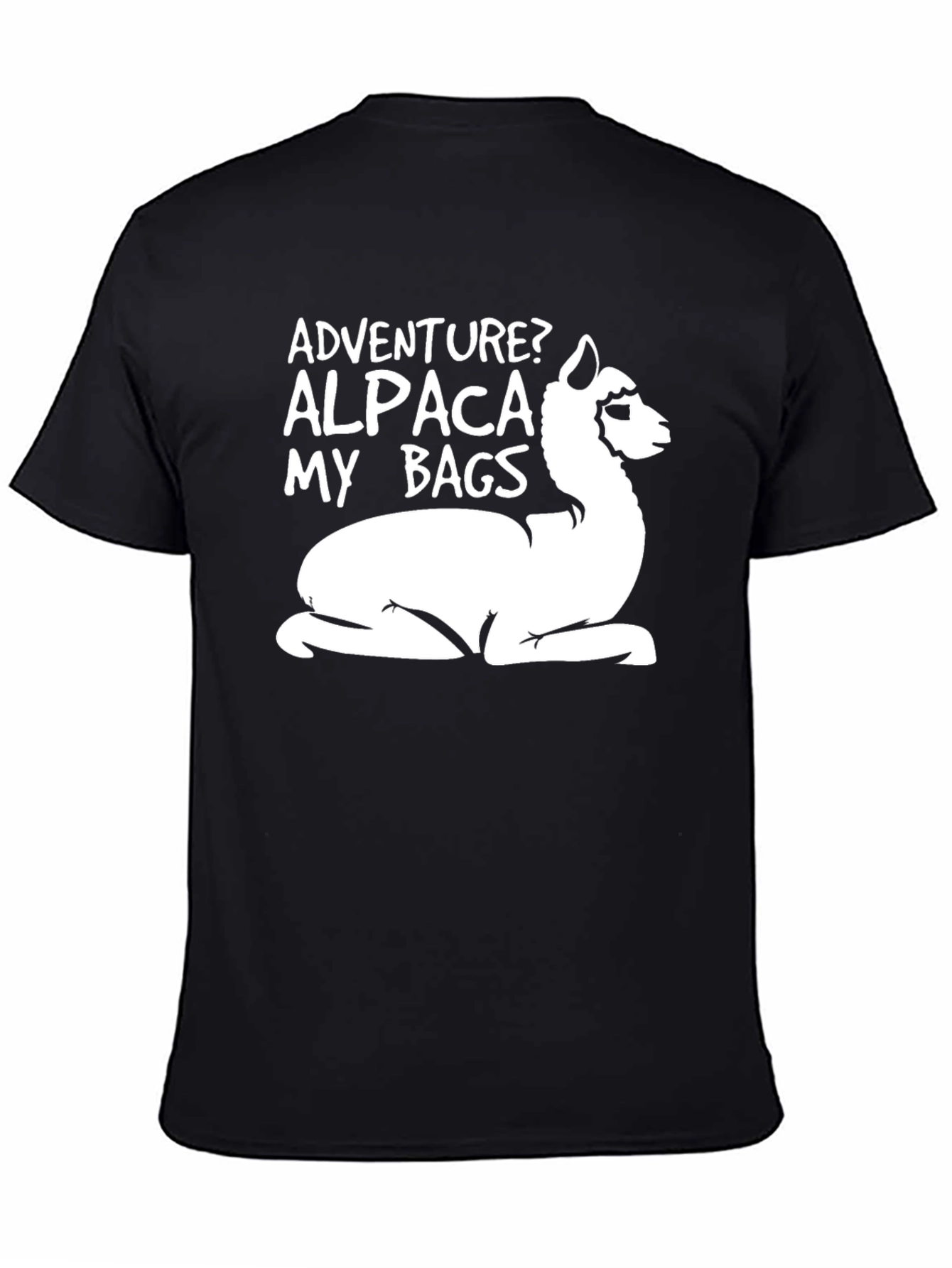 Black Adventure Alpaca T-Shirt - Funny Graphic Tee view 4