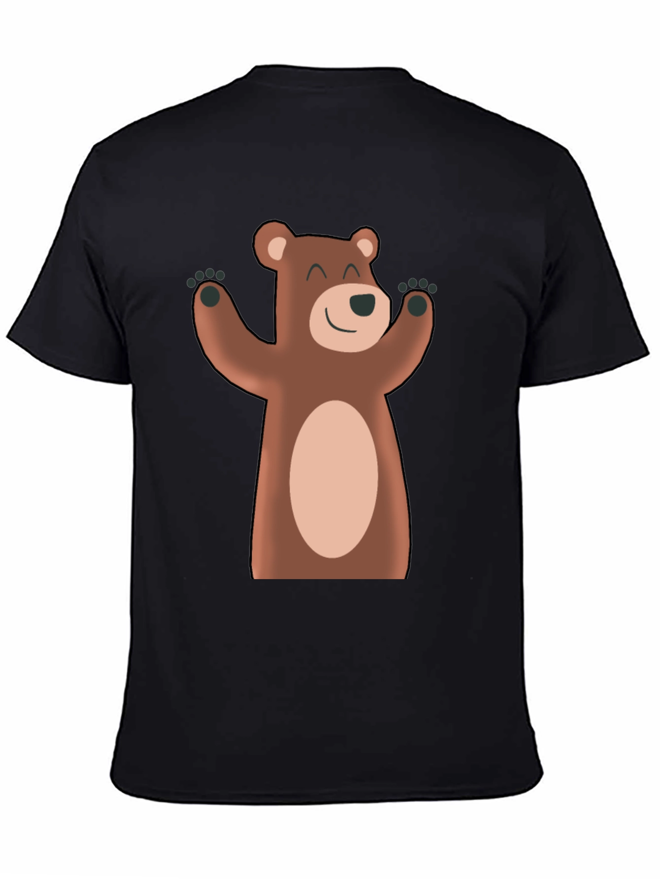 Black Cute Cartoon Bear Black T-Shirt view 4