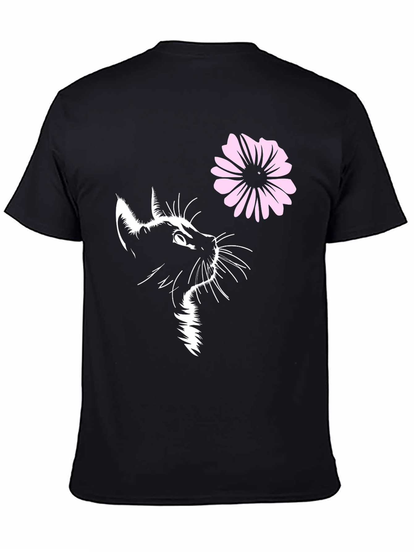 Black Black Cat & Flower Graphic T-Shirt view 4