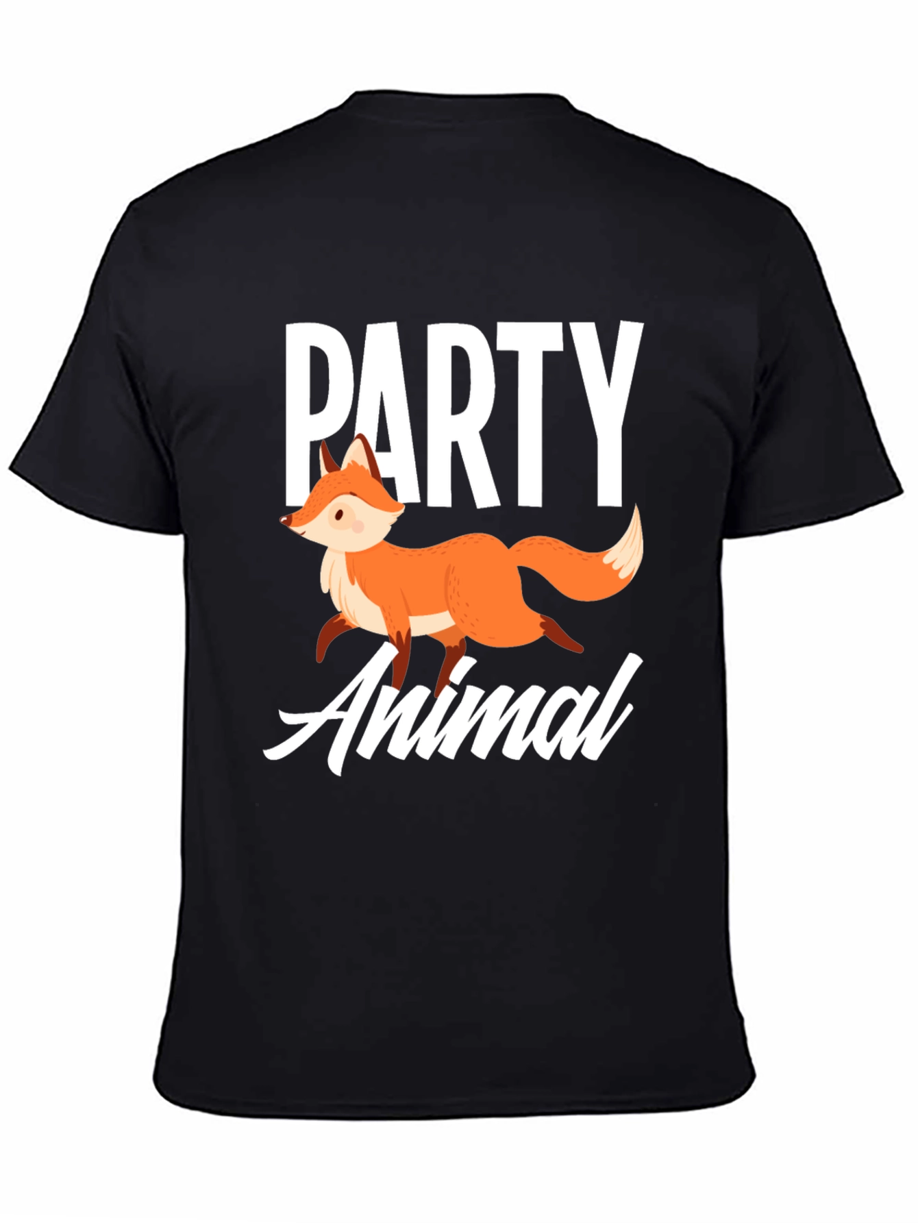 Black Party Animal Fox Graphic T-Shirt - Unisex view 4