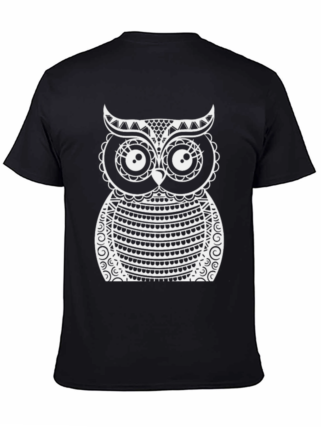 Black Owl Graphic Print Black T-Shirt view 4