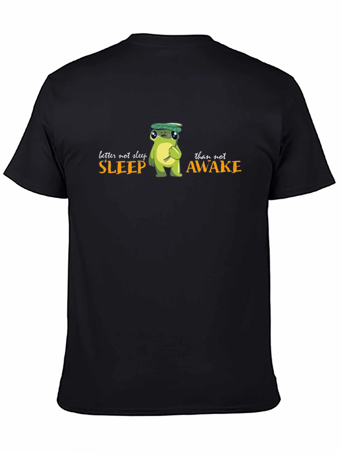 Black Better Not Sleep Frog Graphic Black T-Shirt view 4