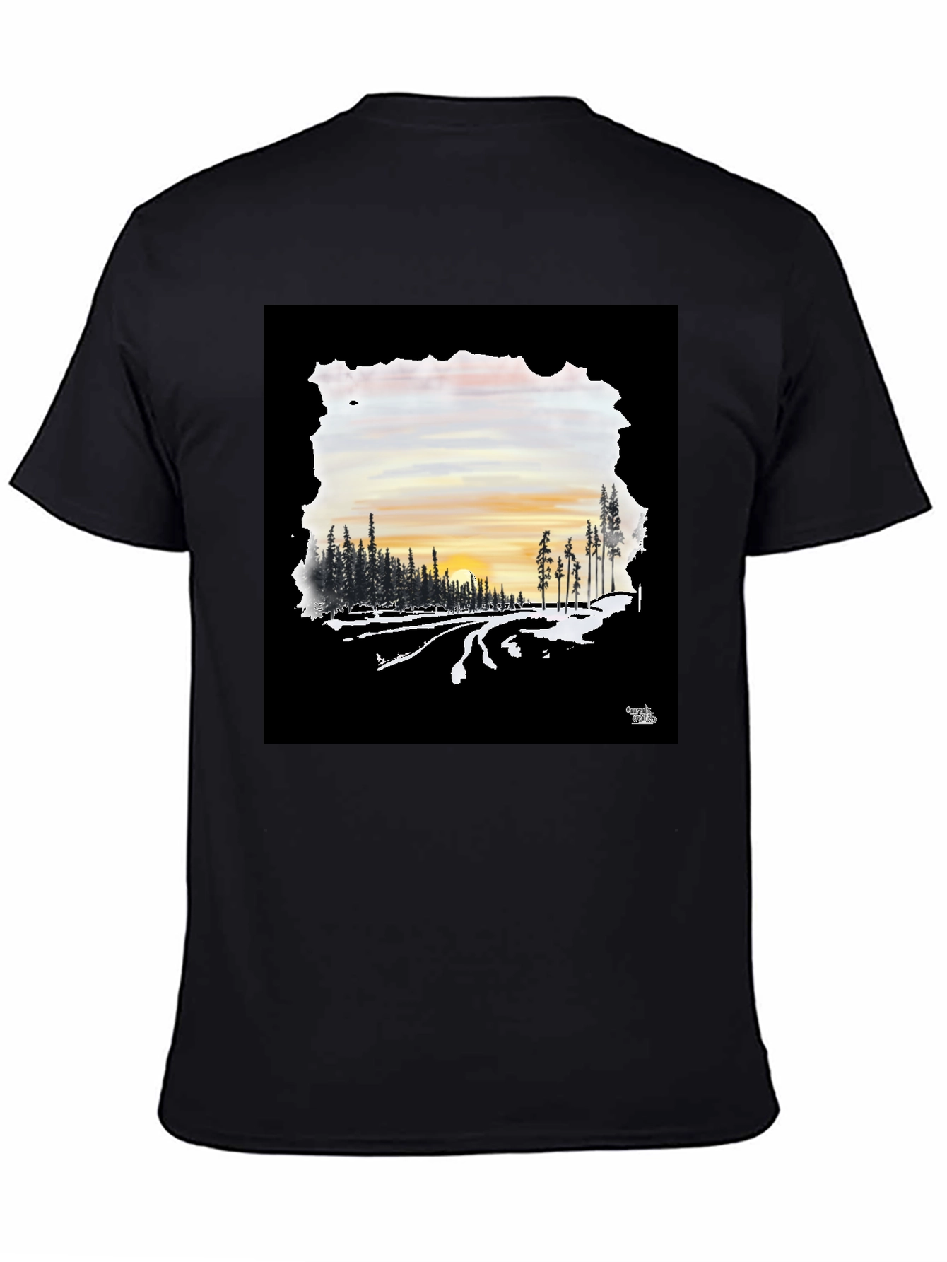 Black Sunset Road Black Graphic Tee view 4