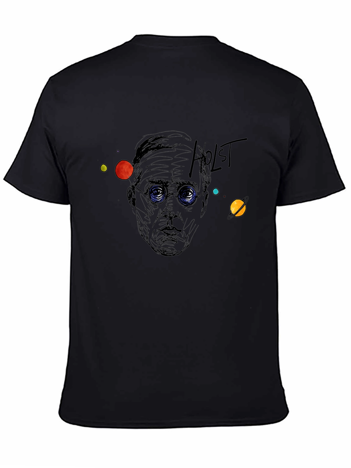 Black Holst Planets Graphic Print Black T-Shirt view 4