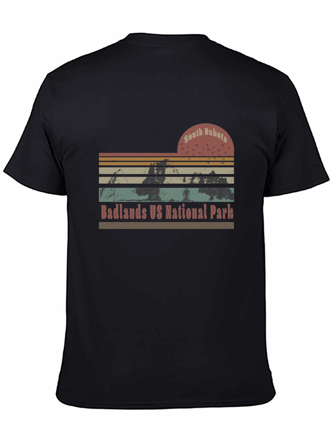 Black South Dakota Badlands National Park Retro T-Shirt view 4