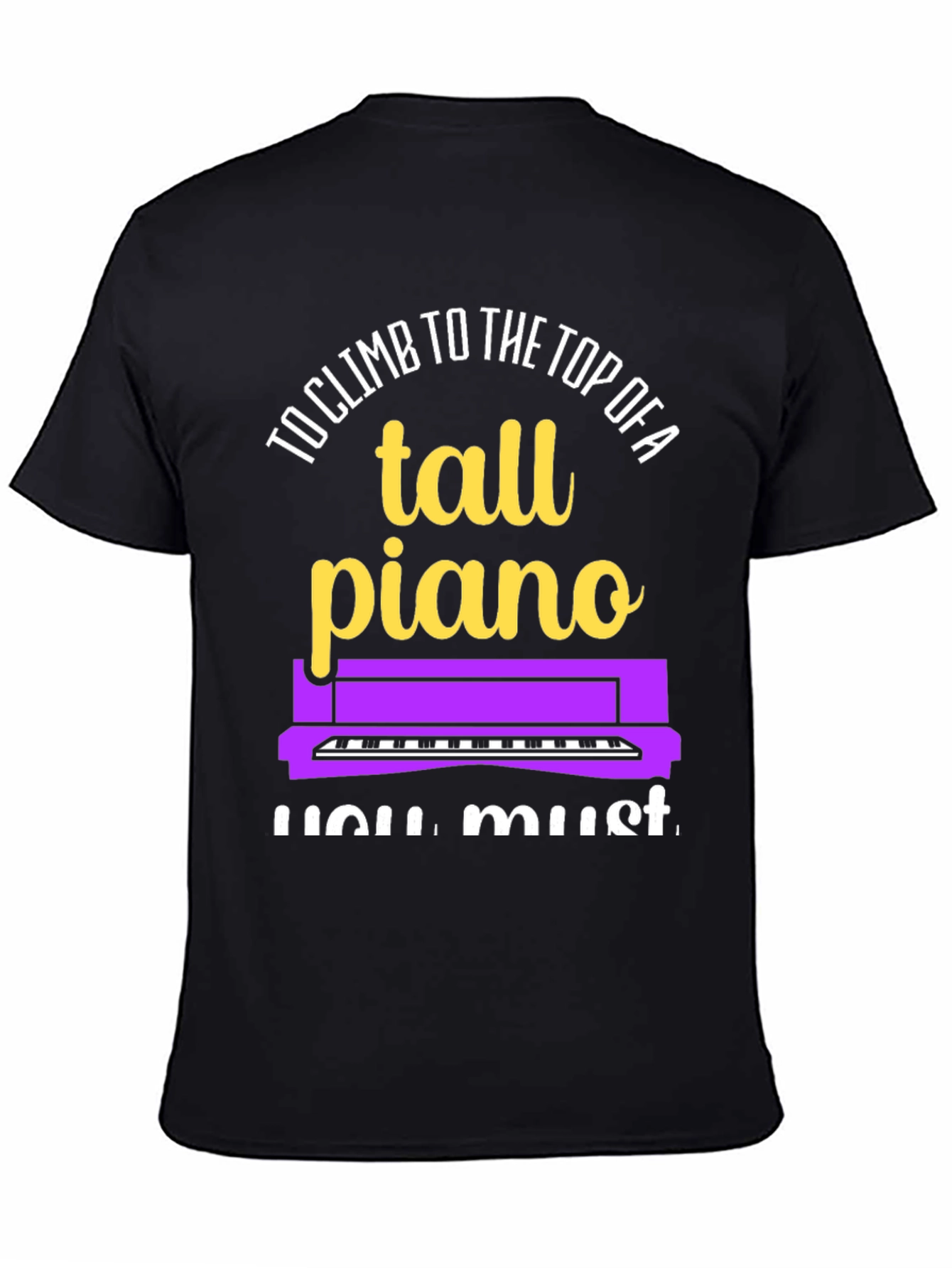 Black Tall Piano Graphic Tee - Musician's Novelty Shirt view 4
