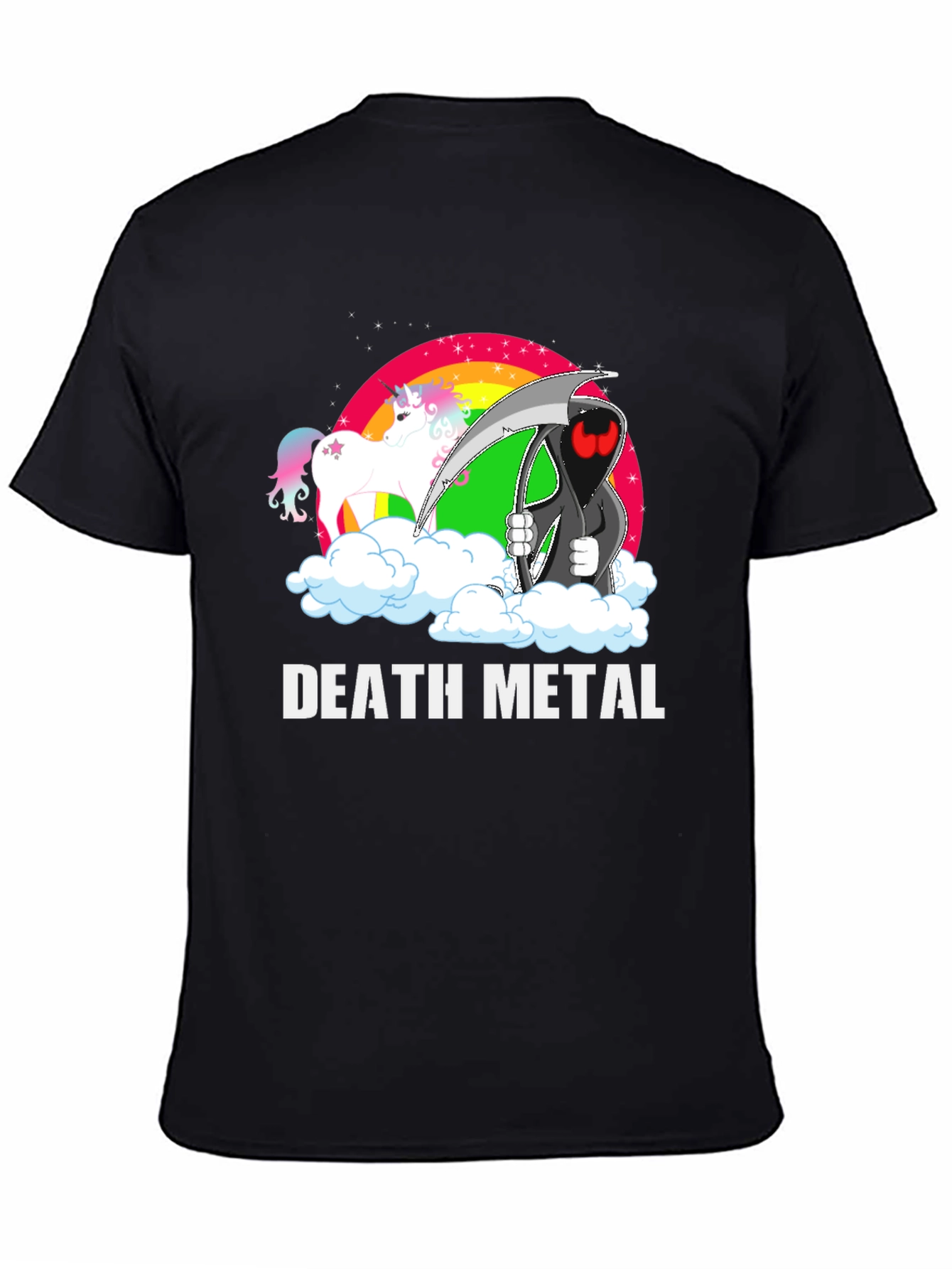 Black Death Metal Unicorn Graphic T-Shirt view 4