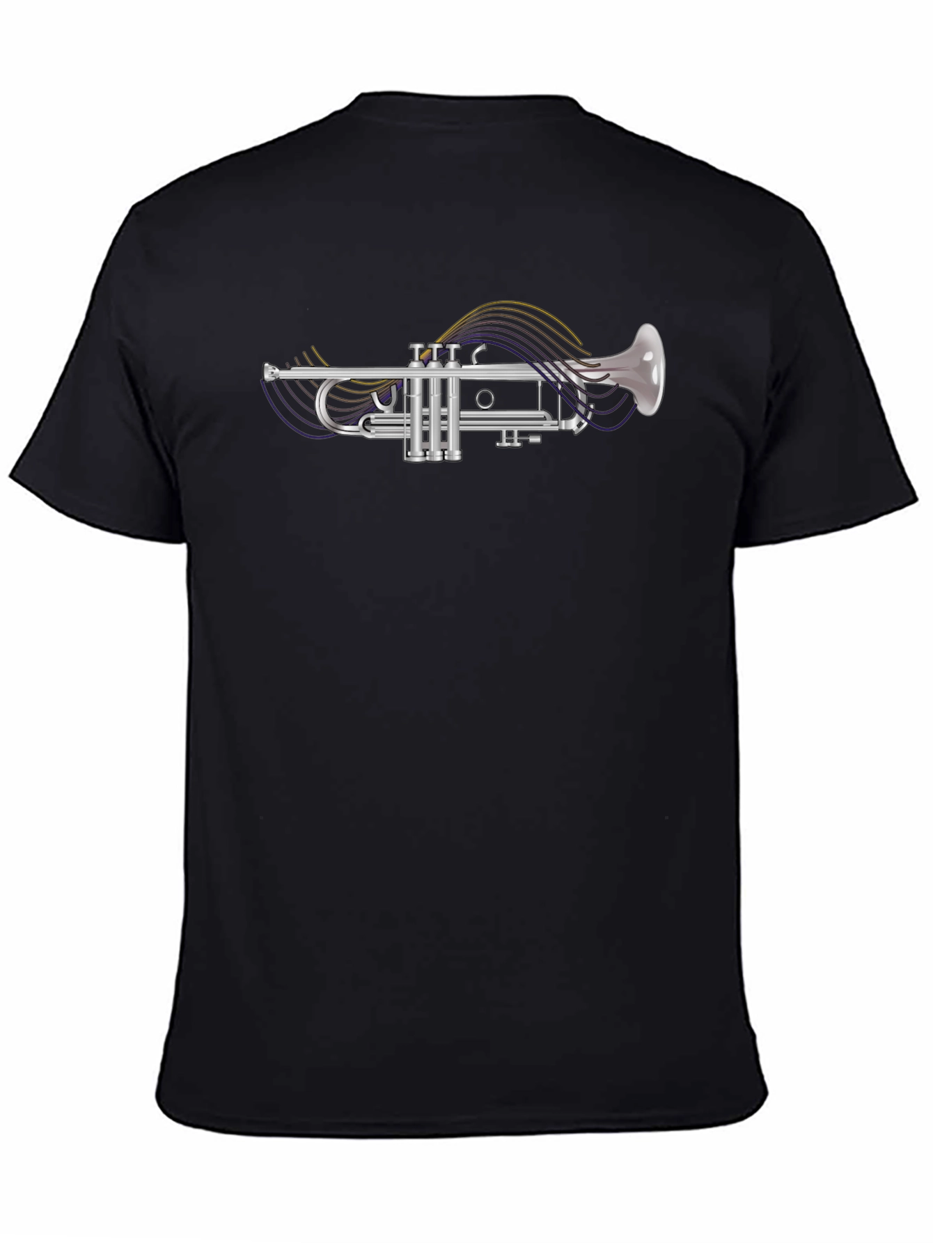 Black Trumpet Music T-Shirt - Classic Band Instrument Tee view 4