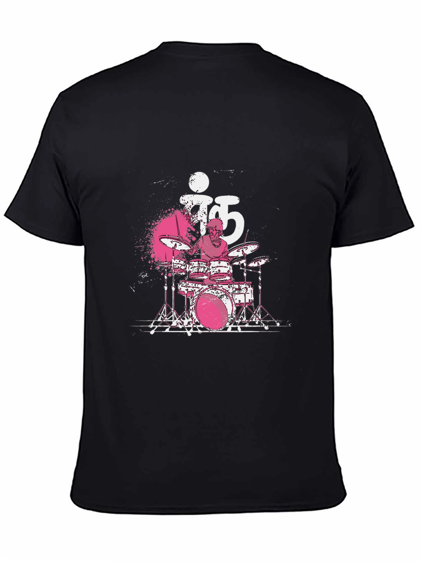 Black Drummer T-Shirt - Black Cotton Tee view 4