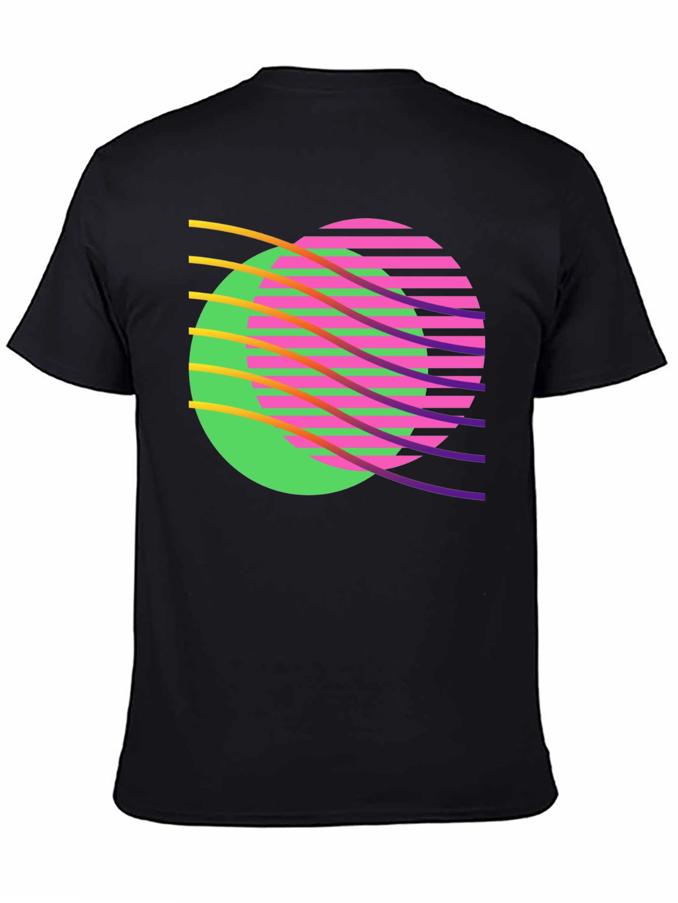 Black Retro Wave Graphic T-Shirt - Black view 4