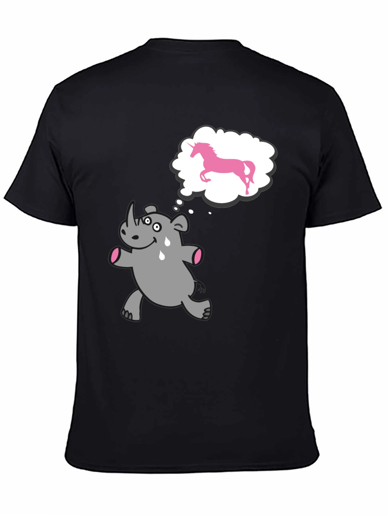 Black Funny Rhino Unicorn Dream Black T-Shirt view 4