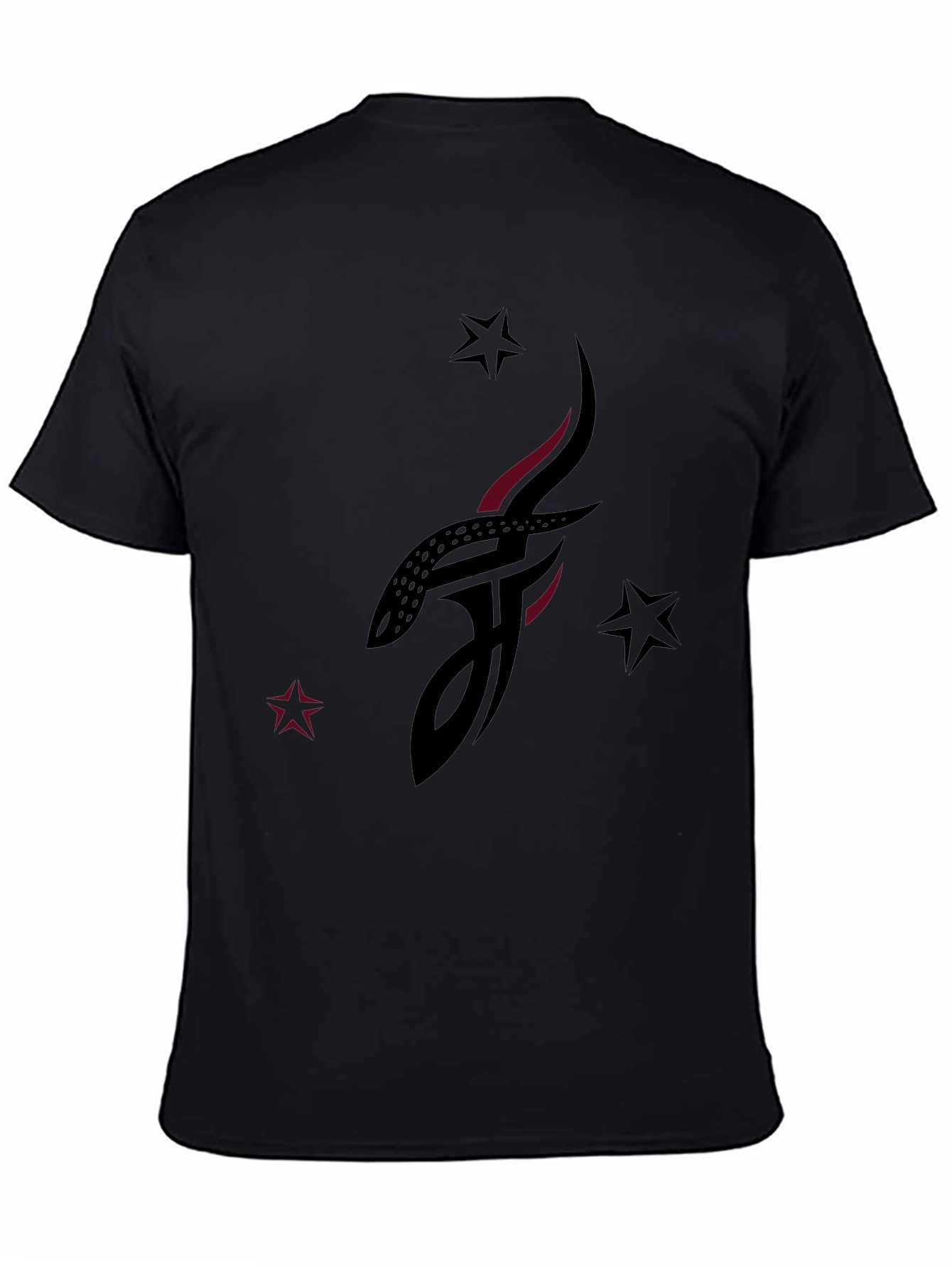 Black Stylish Black Graphic Tee with Abstract Tattoo Design view 4