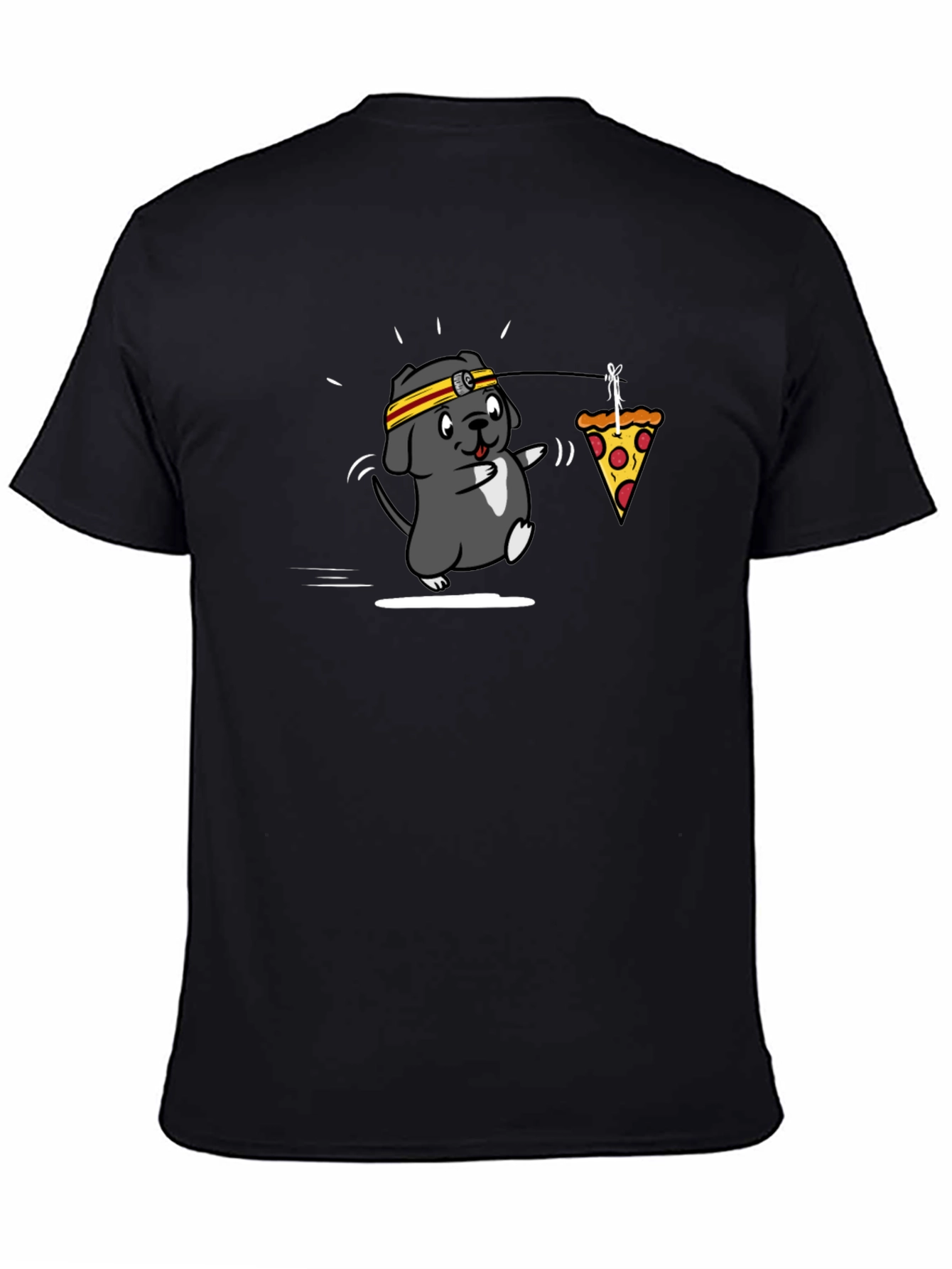 Black Pizza Dog T-Shirt - Funny Graphic Tee view 4