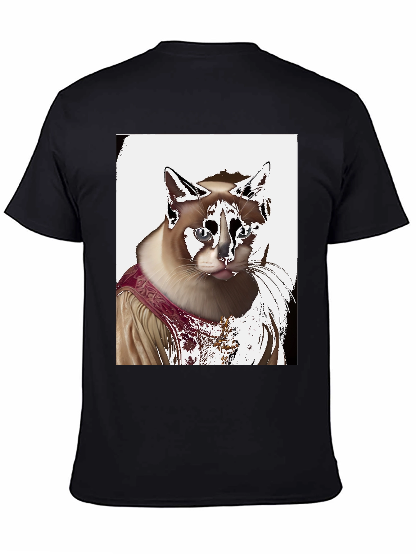 Black Regal Cat Portrait T-Shirt view 4