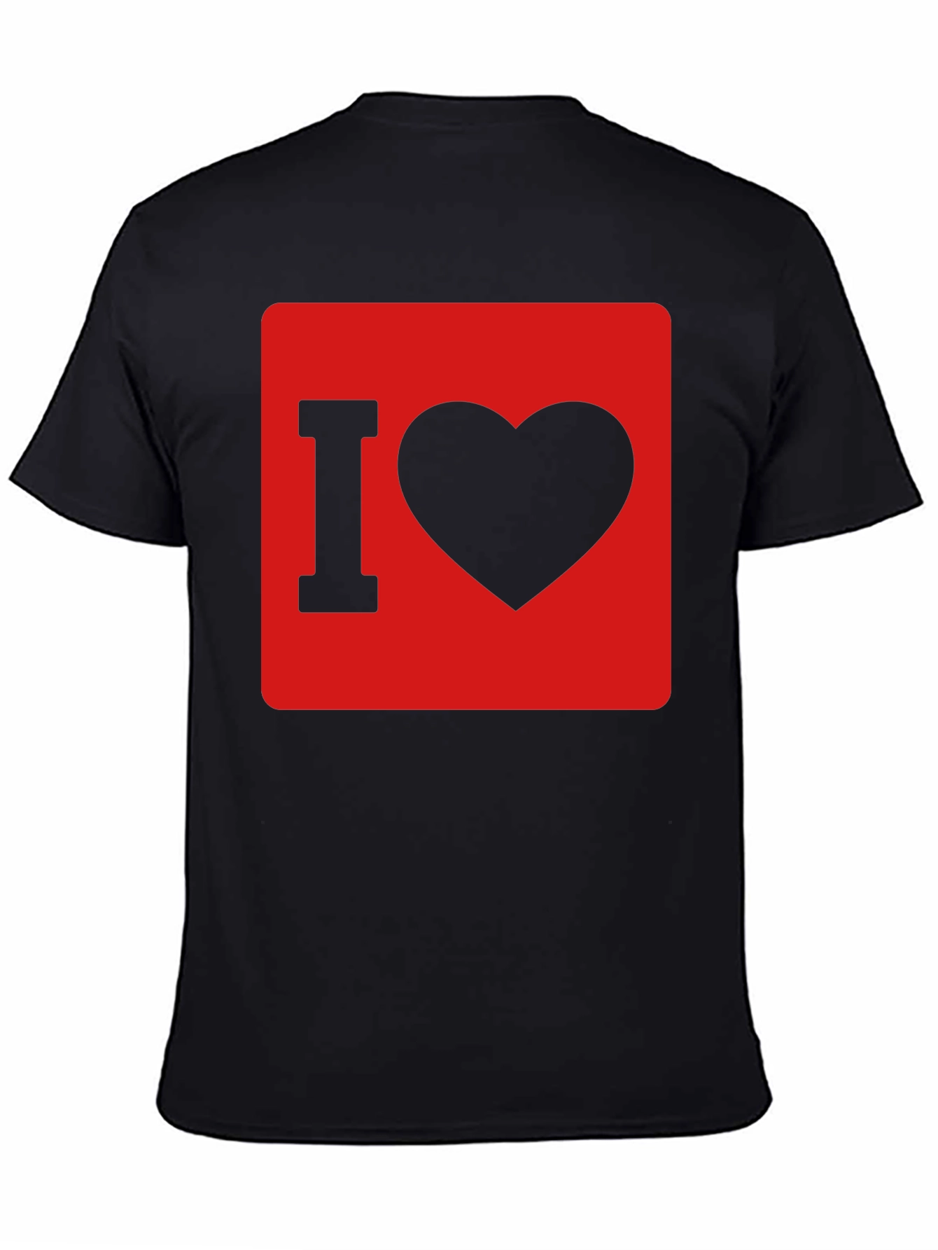 Black I Love Heart Graphic T-Shirt - Black Cotton Tee view 4
