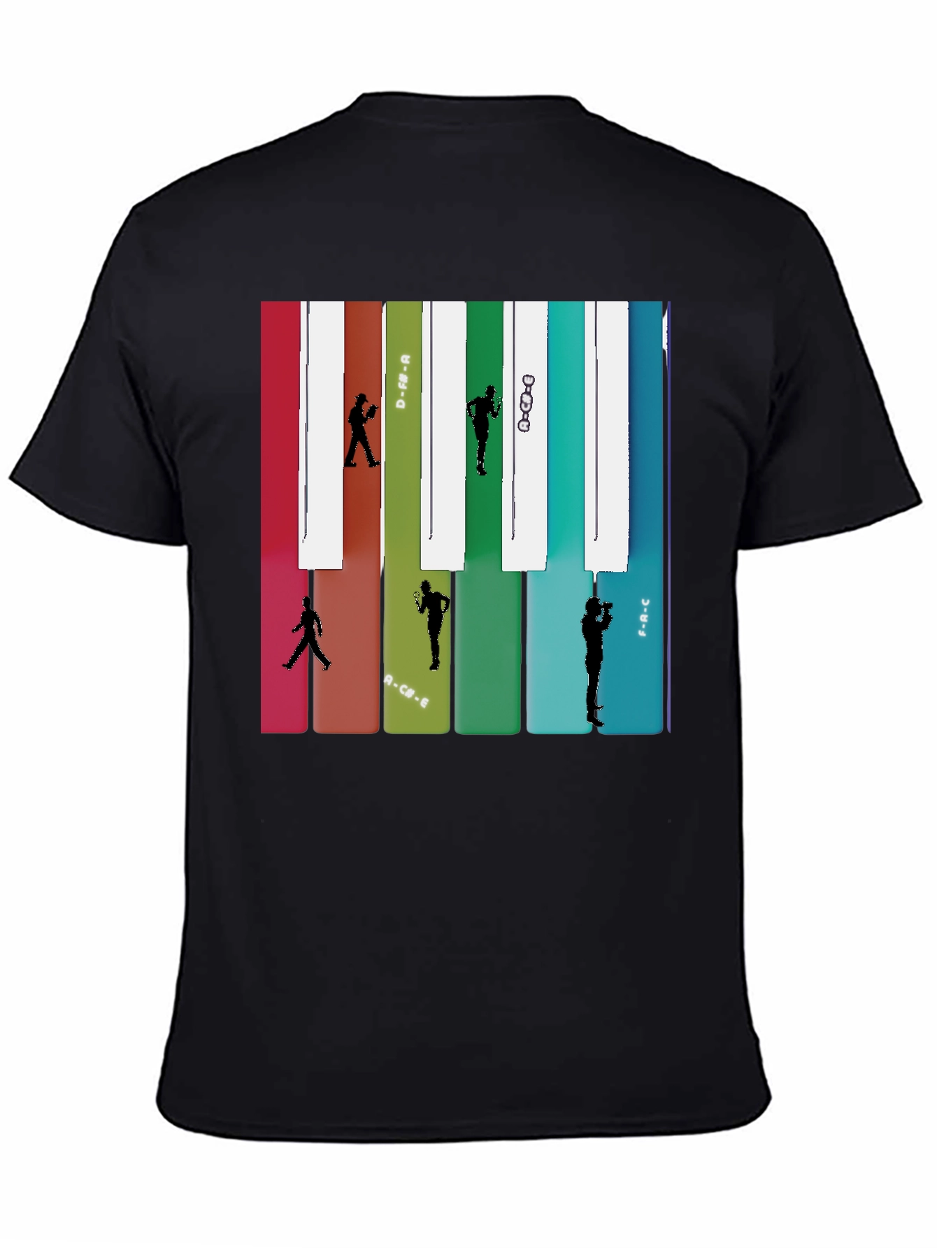 Black Music Note Piano Keys Runner T-Shirt view 4