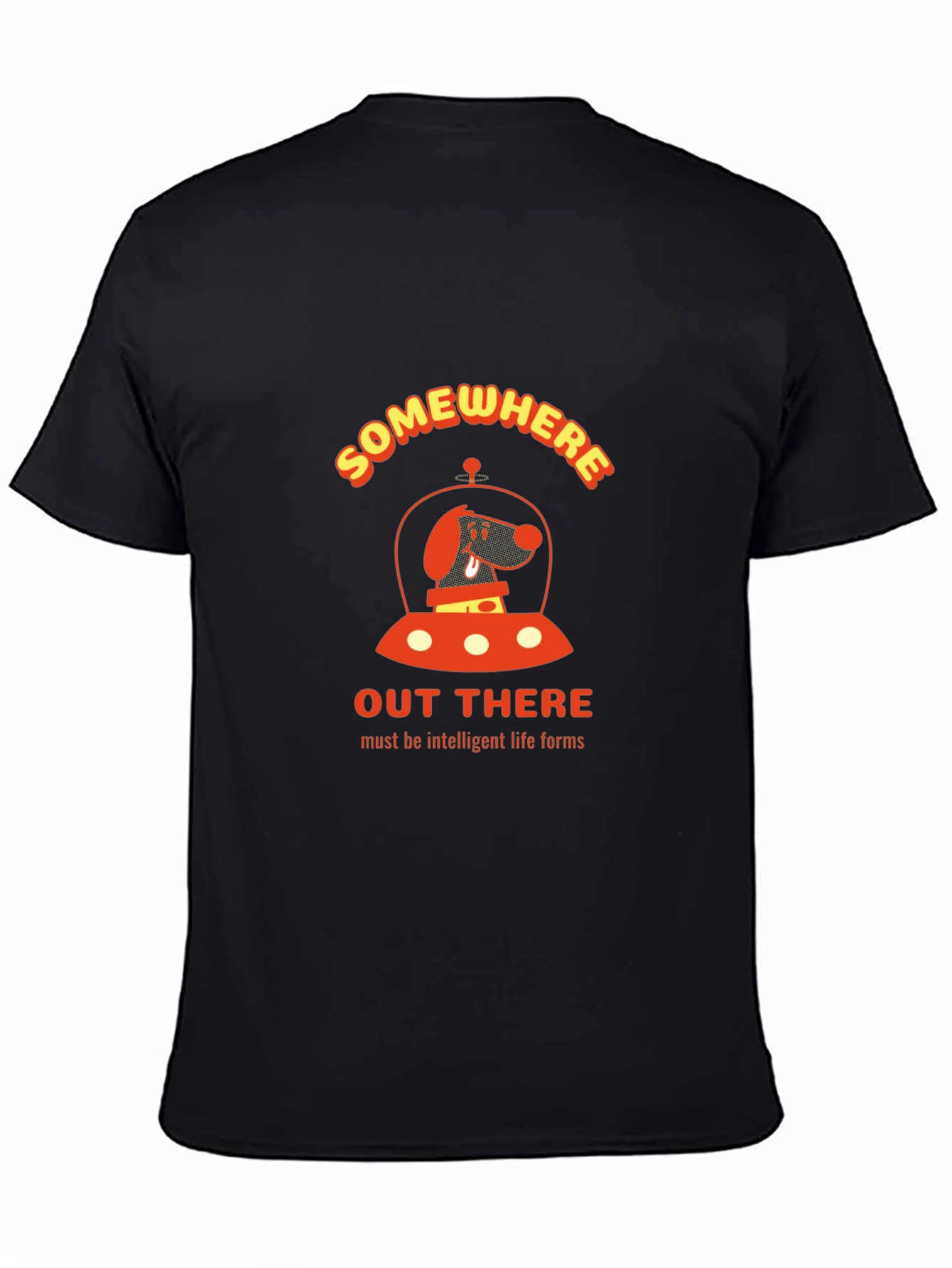 Black Somewhere Out There Dog Space T-Shirt view 4