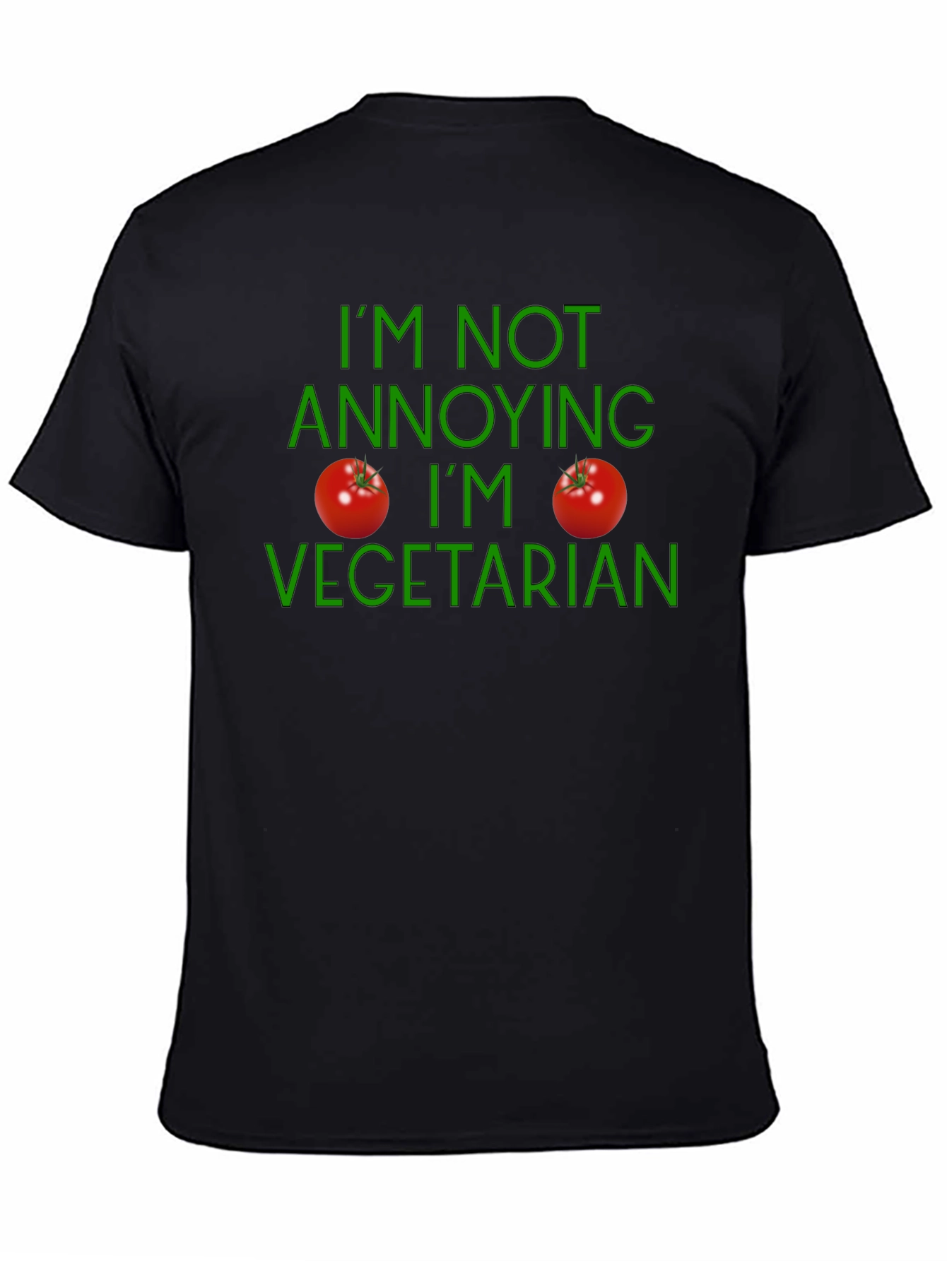 Black Vegetarian Statement T-Shirt - Soft Cotton Casual Wear view 4