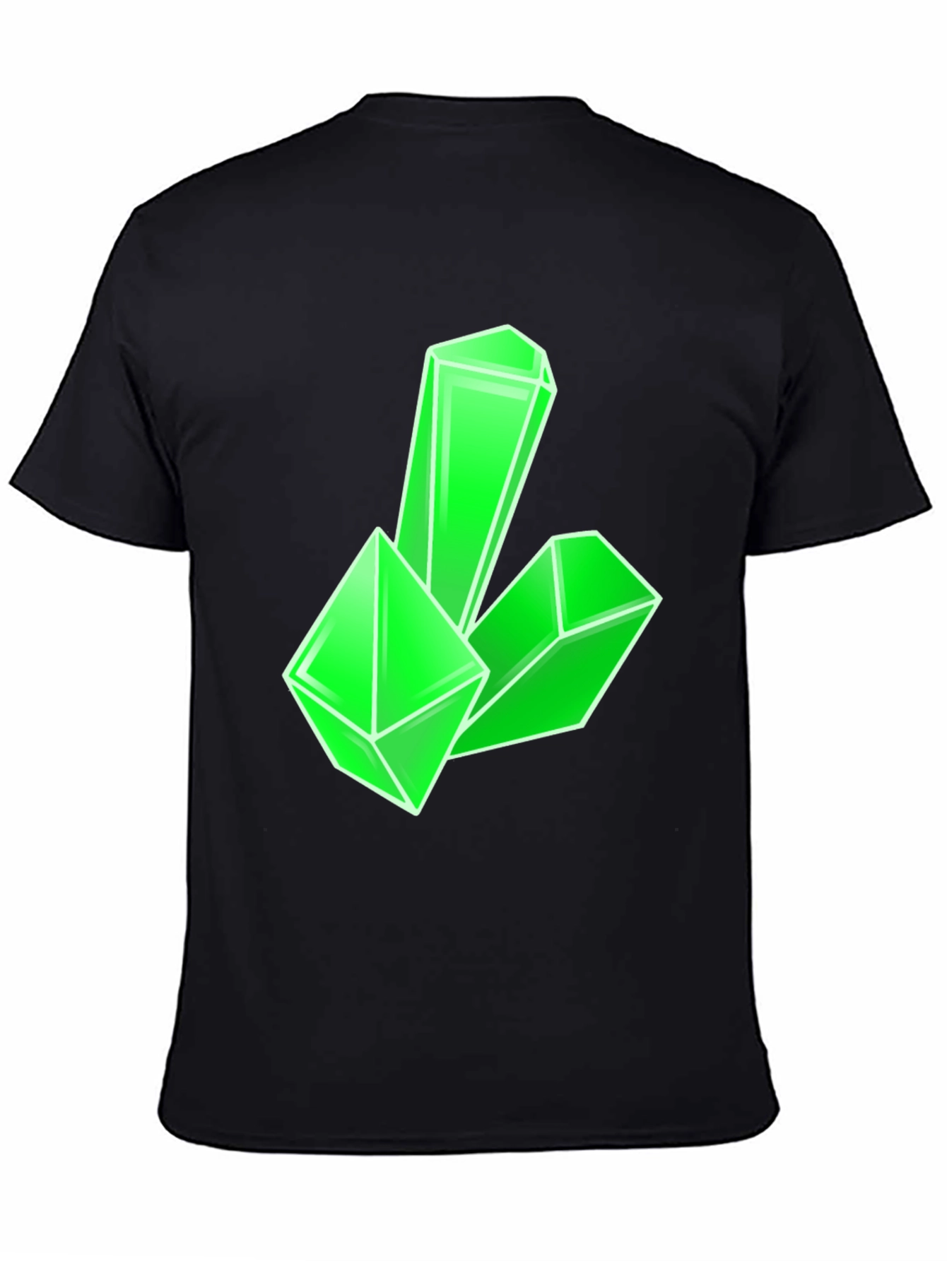Black Geometric Green Crystal Graphic Tee - Modern Style view 4