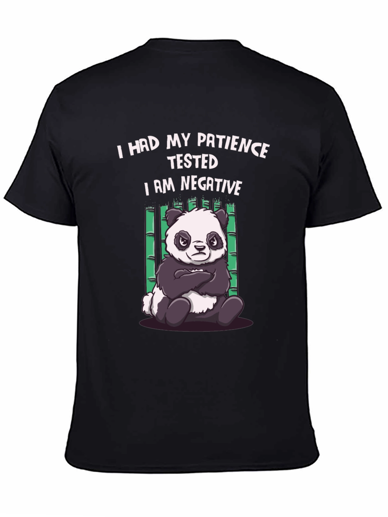 Black Patience Tested Panda Graphic T-Shirt view 4