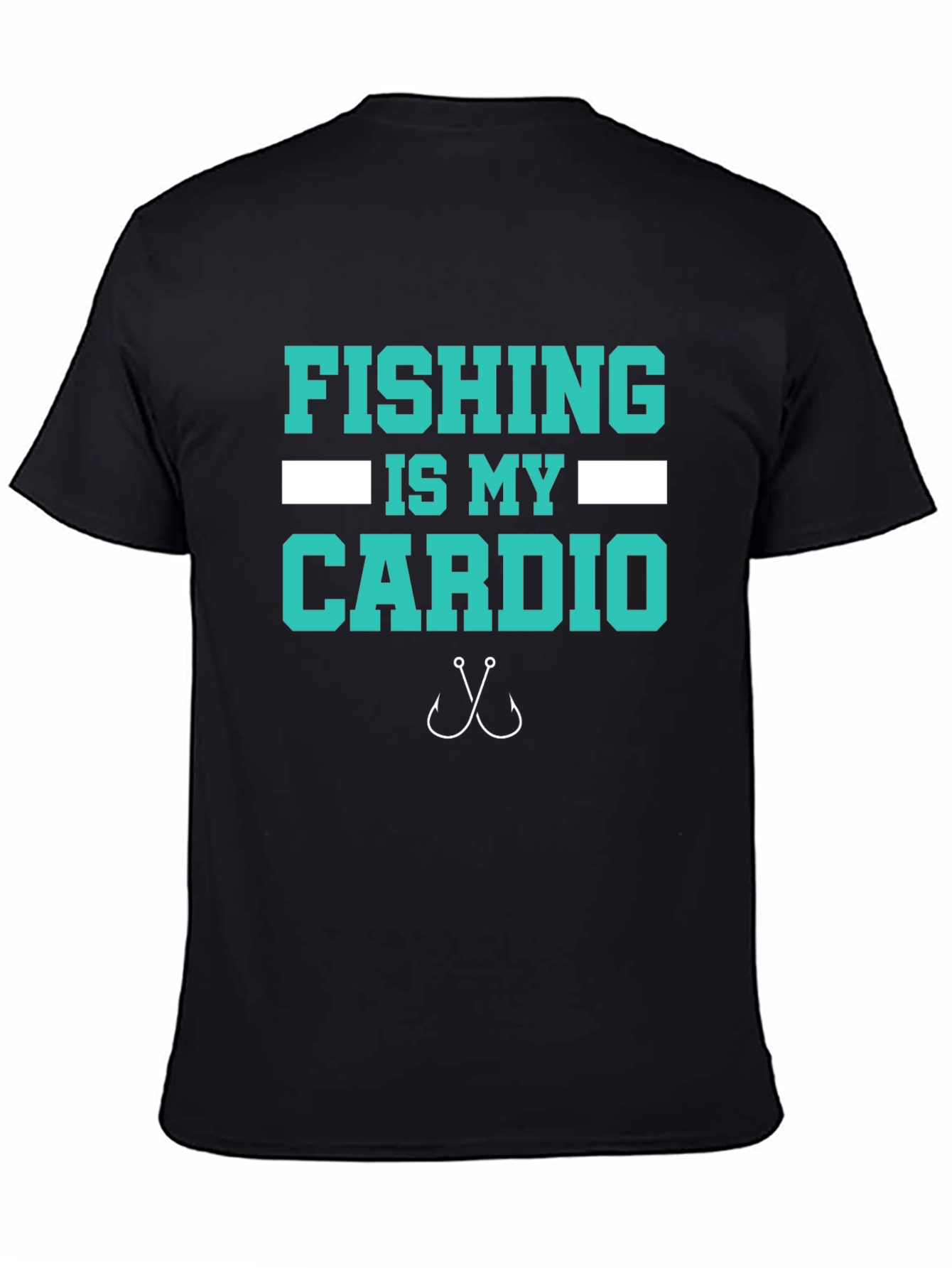 Black Fishing Is My Cardio T-Shirt - Black Cotton Tee view 4
