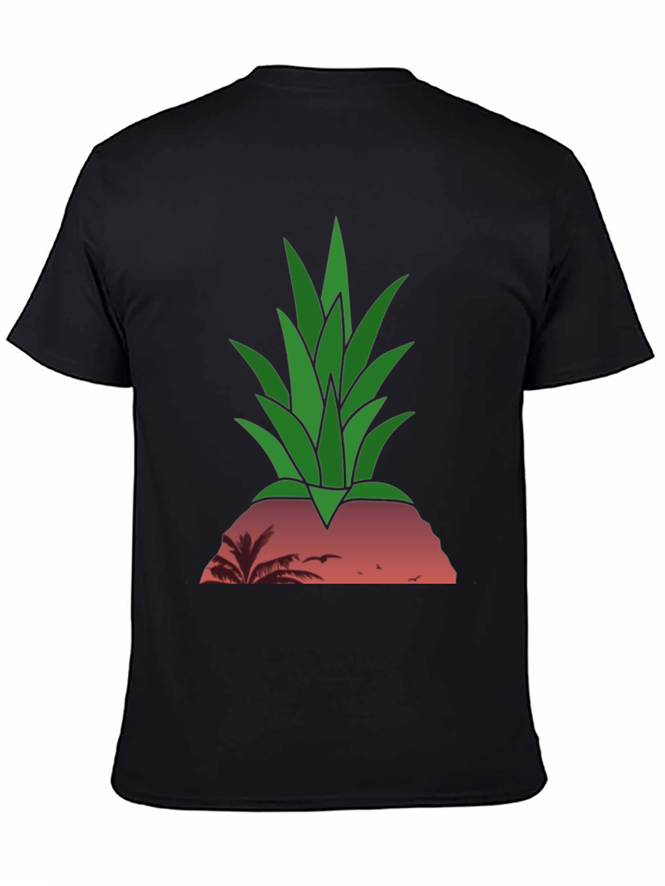 Black Tropical Pineapple Sunset T-Shirt view 4