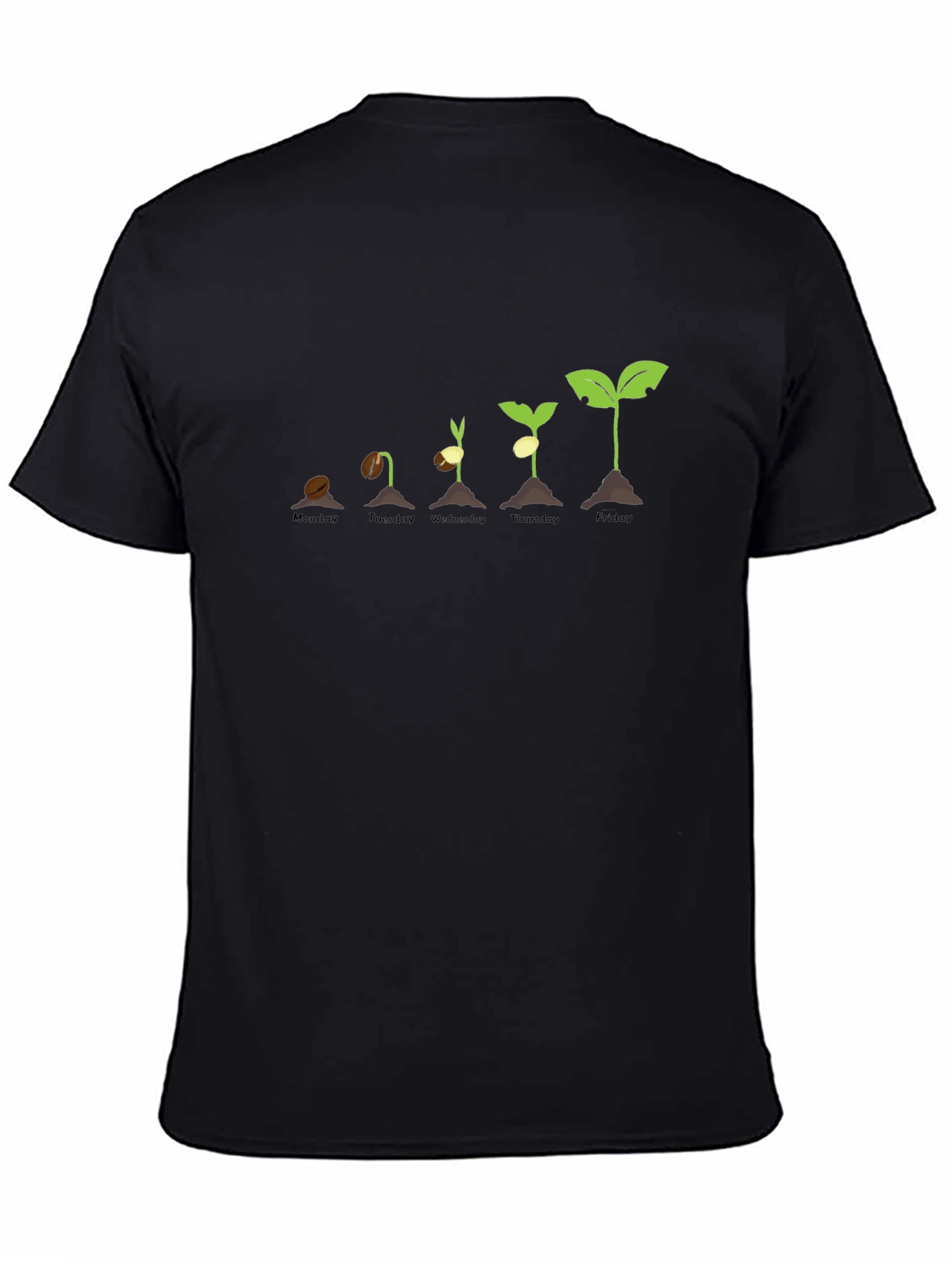 Black Plant Growth Stages T-Shirt - Black Cotton Tee view 4