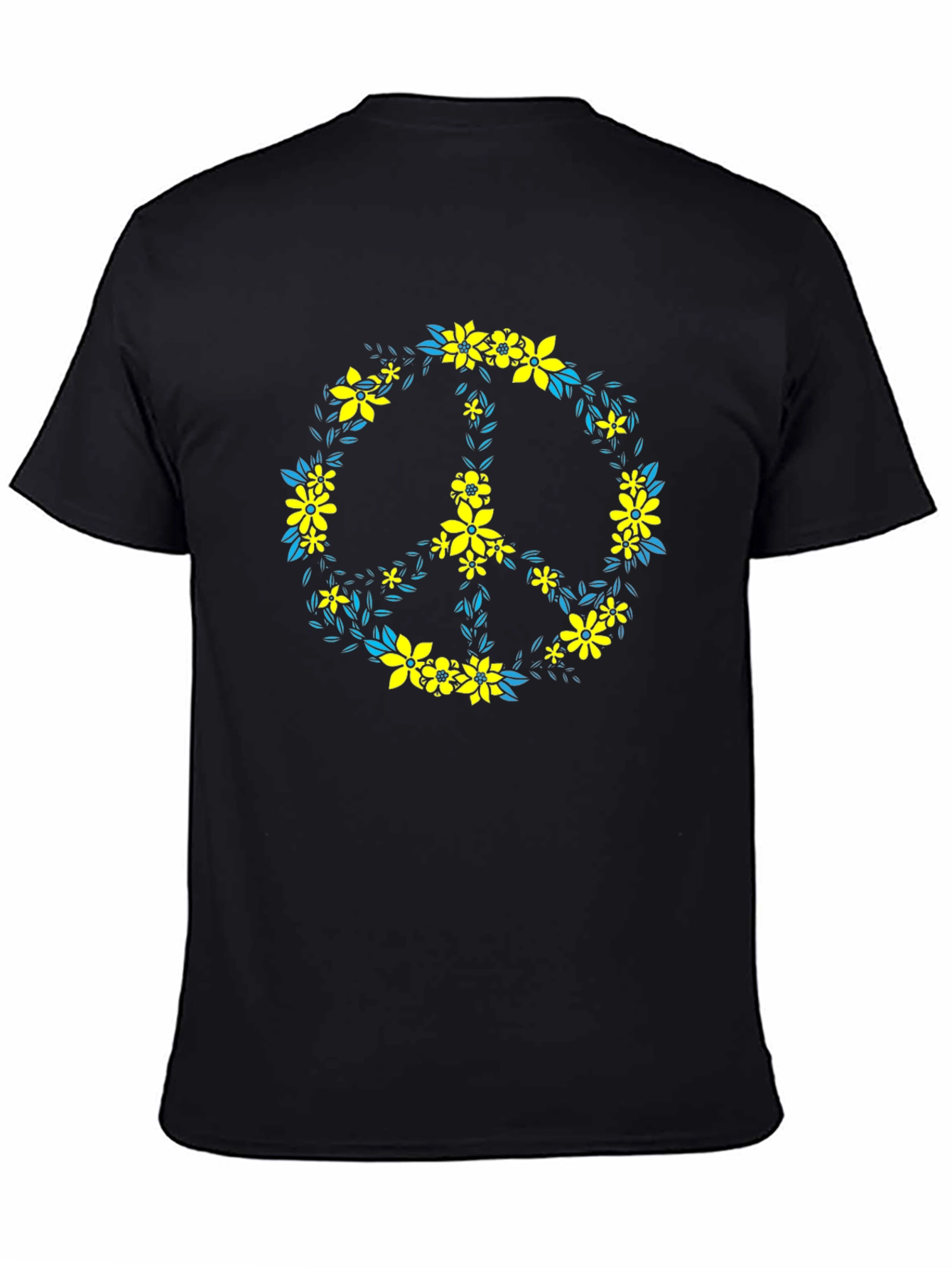 Black Floral Peace Sign Black T-Shirt view 4