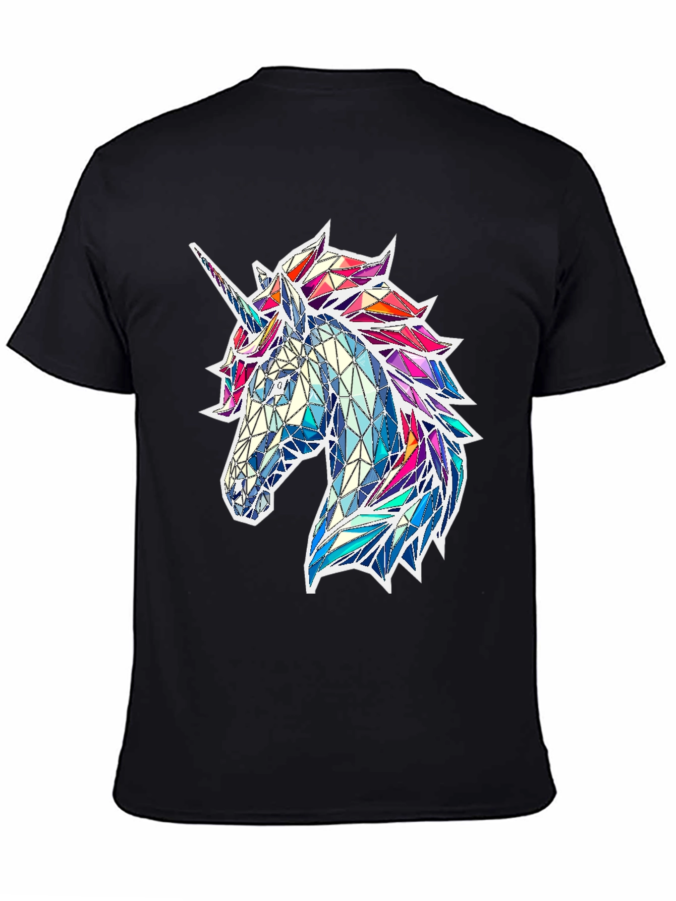 Black Geometric Unicorn Graphic Tee - Black view 4